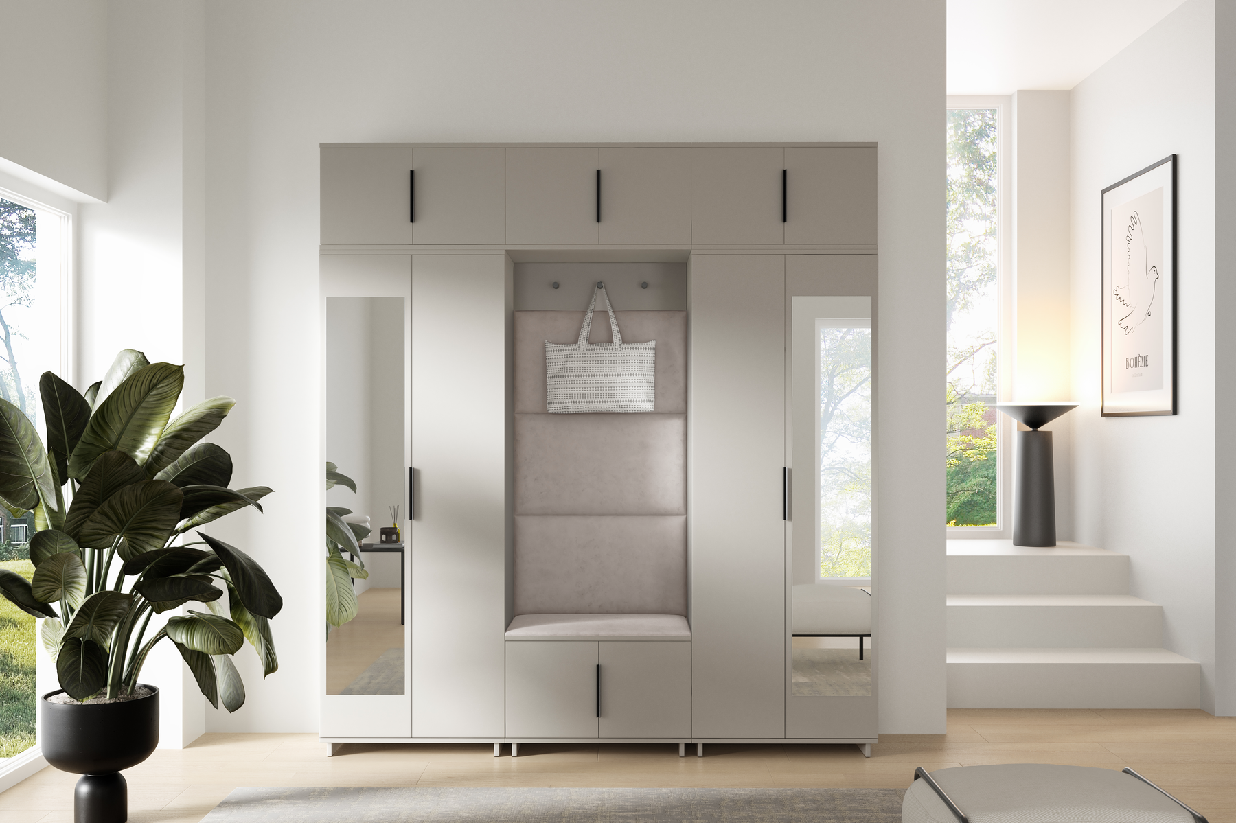 PK Bianco 2 Hallway Wardrobe Set - Cream