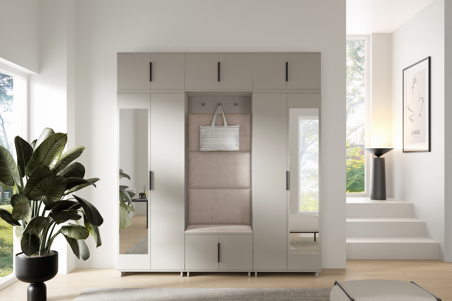 PK Bianco 2 Hallway Wardrobe Set - LIght Beige