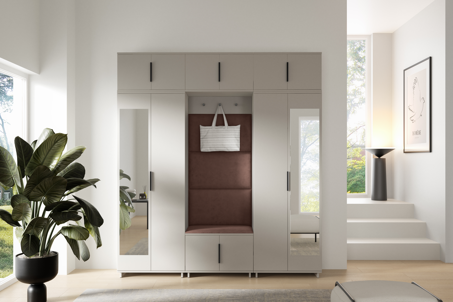 PK Bianco 2 Hallway Wardrobe Set - Brown