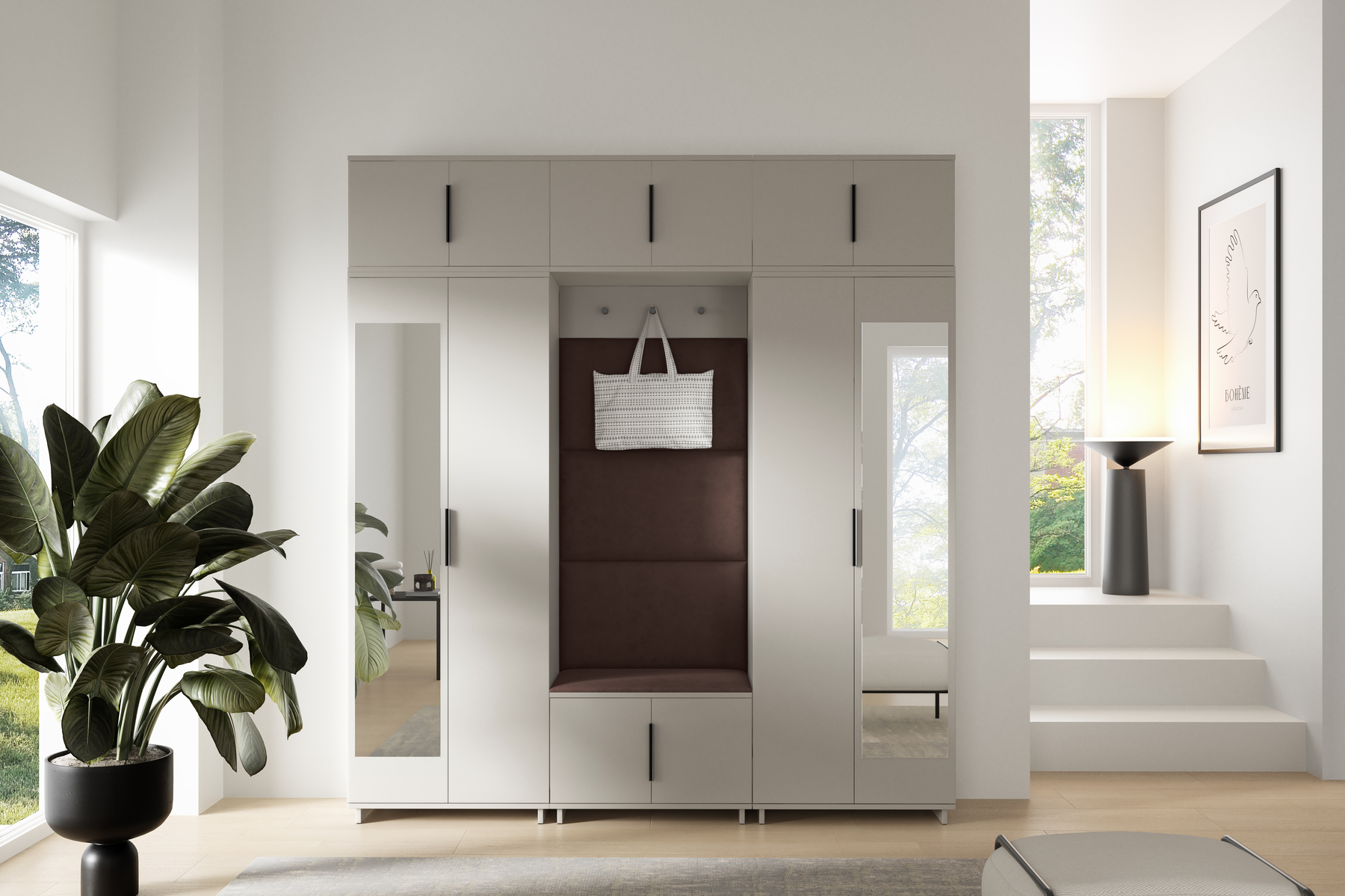 PK Bianco 2 Hallway Wardrobe Set - Dark Brown