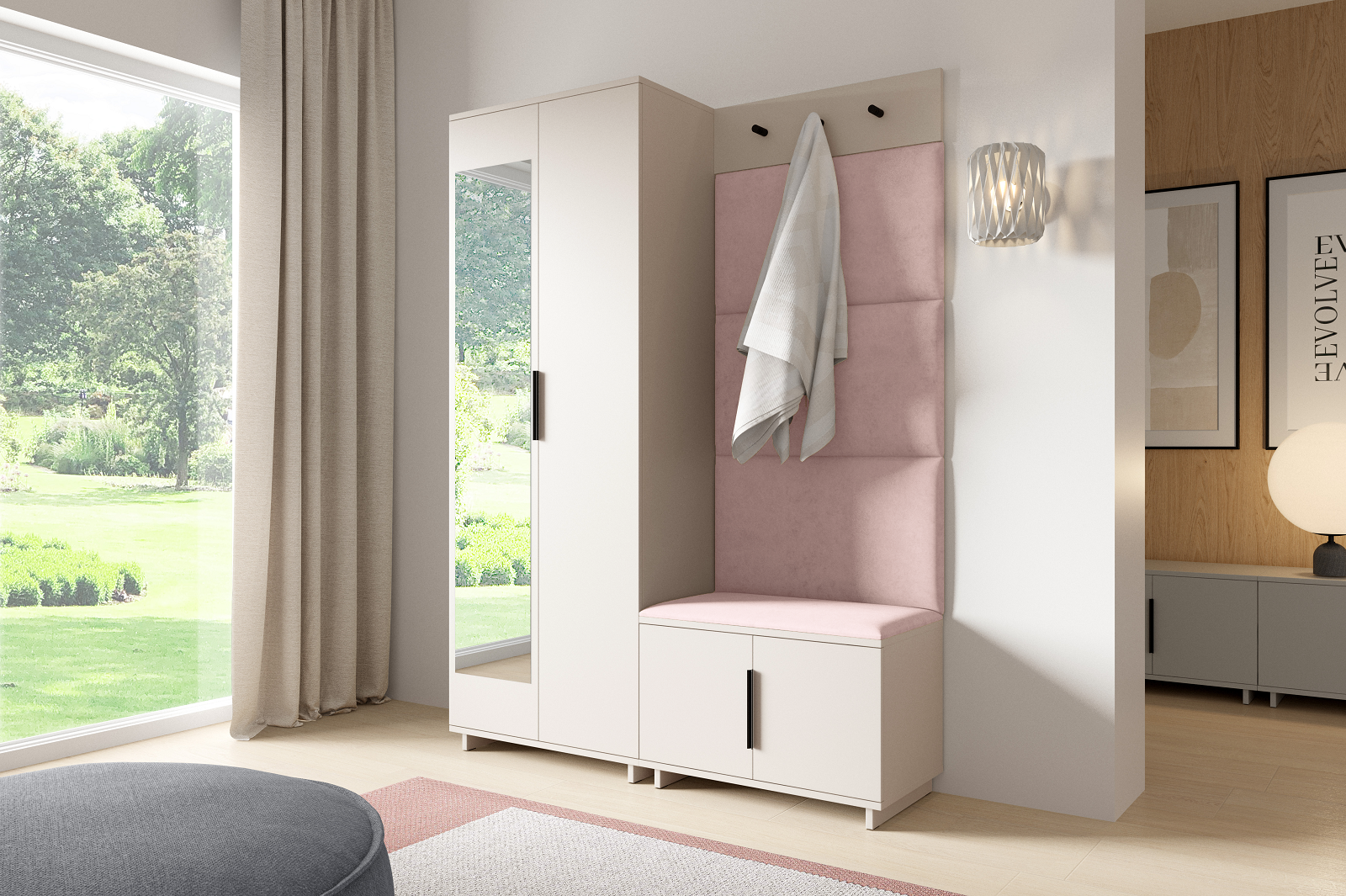 PK Bianco 3 Hallway Wardrobe Set - Flamingo