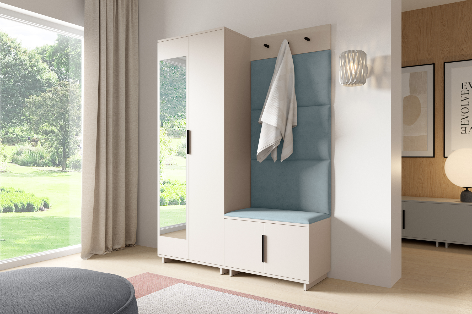 PK Bianco 3 Hallway Wardrobe Set - Aqua