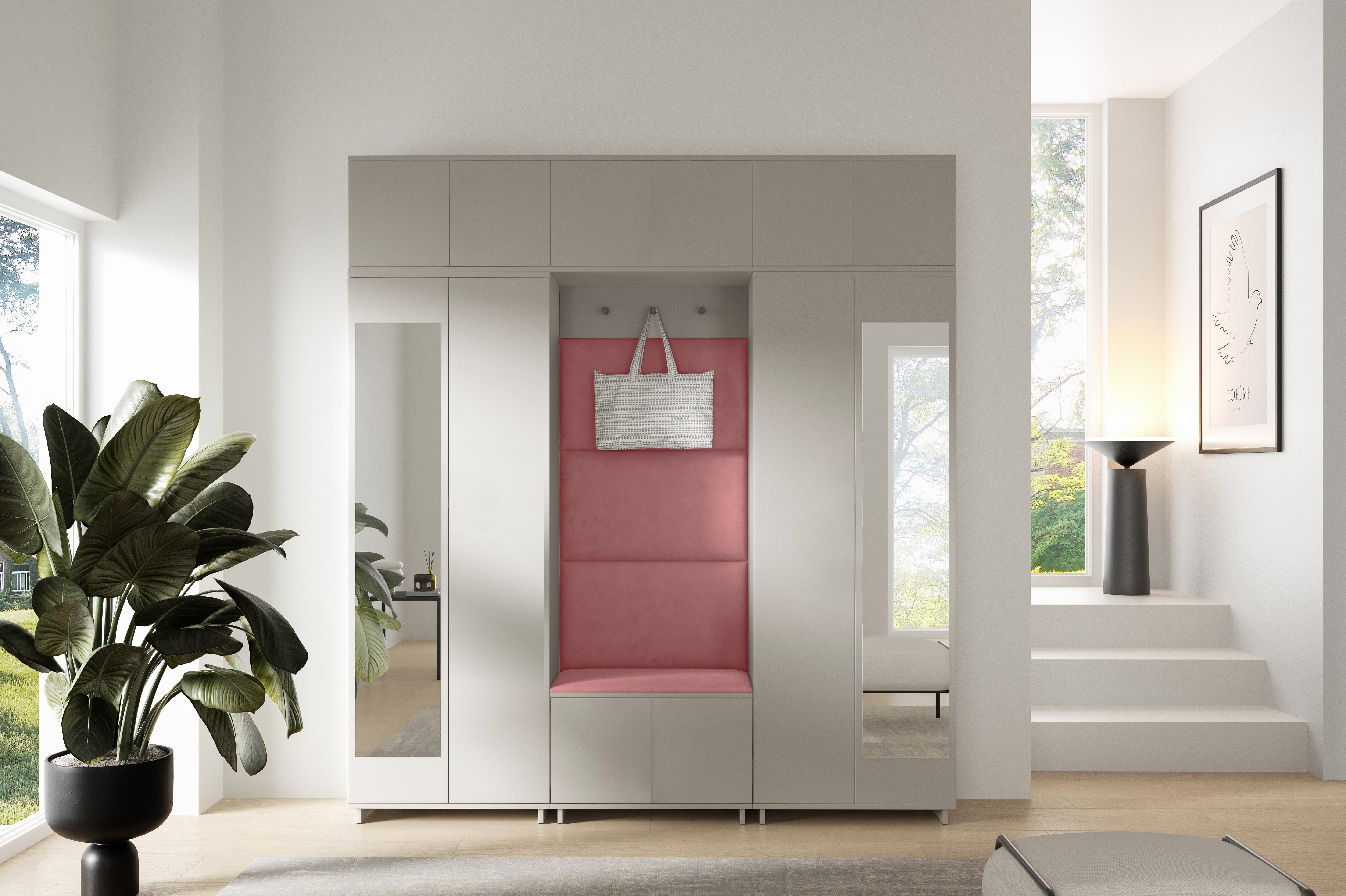 PK Bianco 2 Hallway Wardrobe Set - Misty Rose