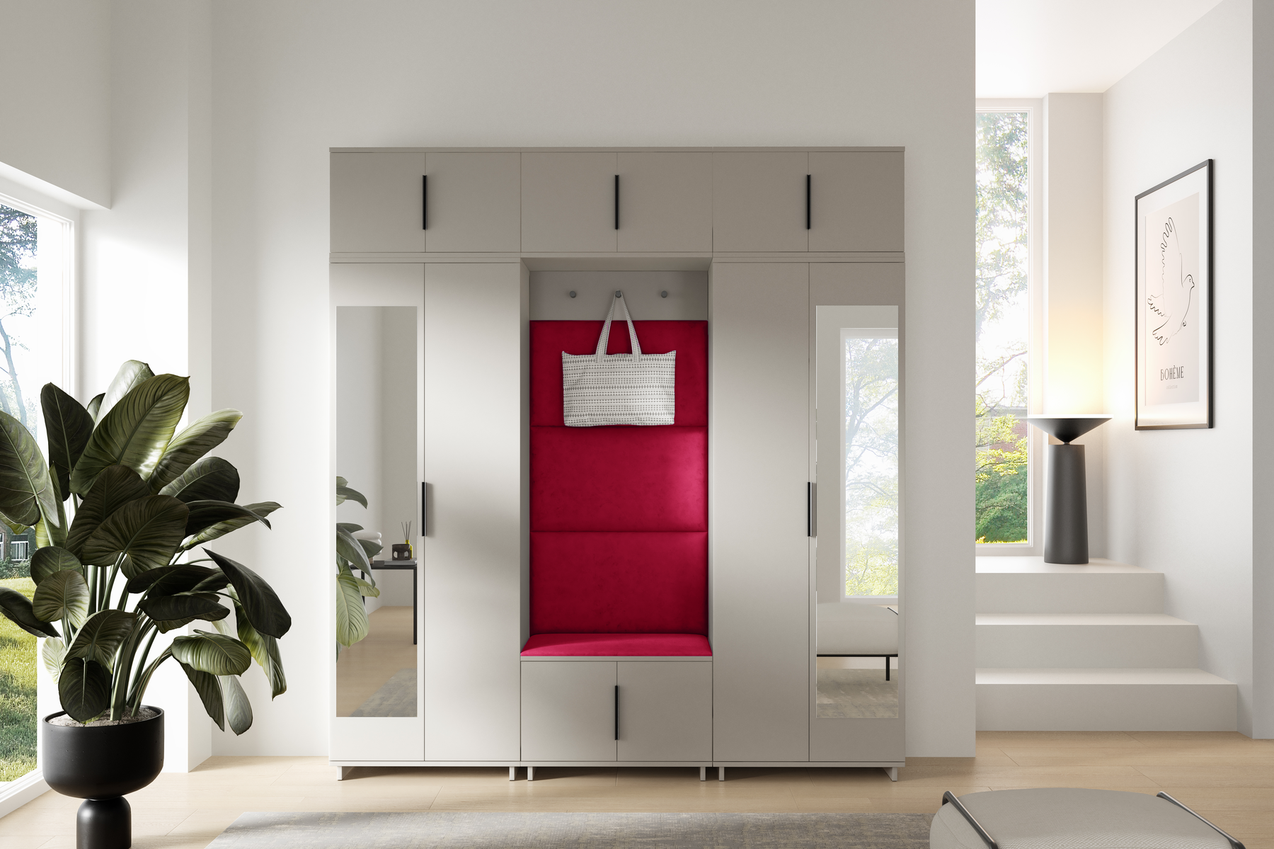 PK Bianco 2 Flurgarderoben-Set - Rubinrot