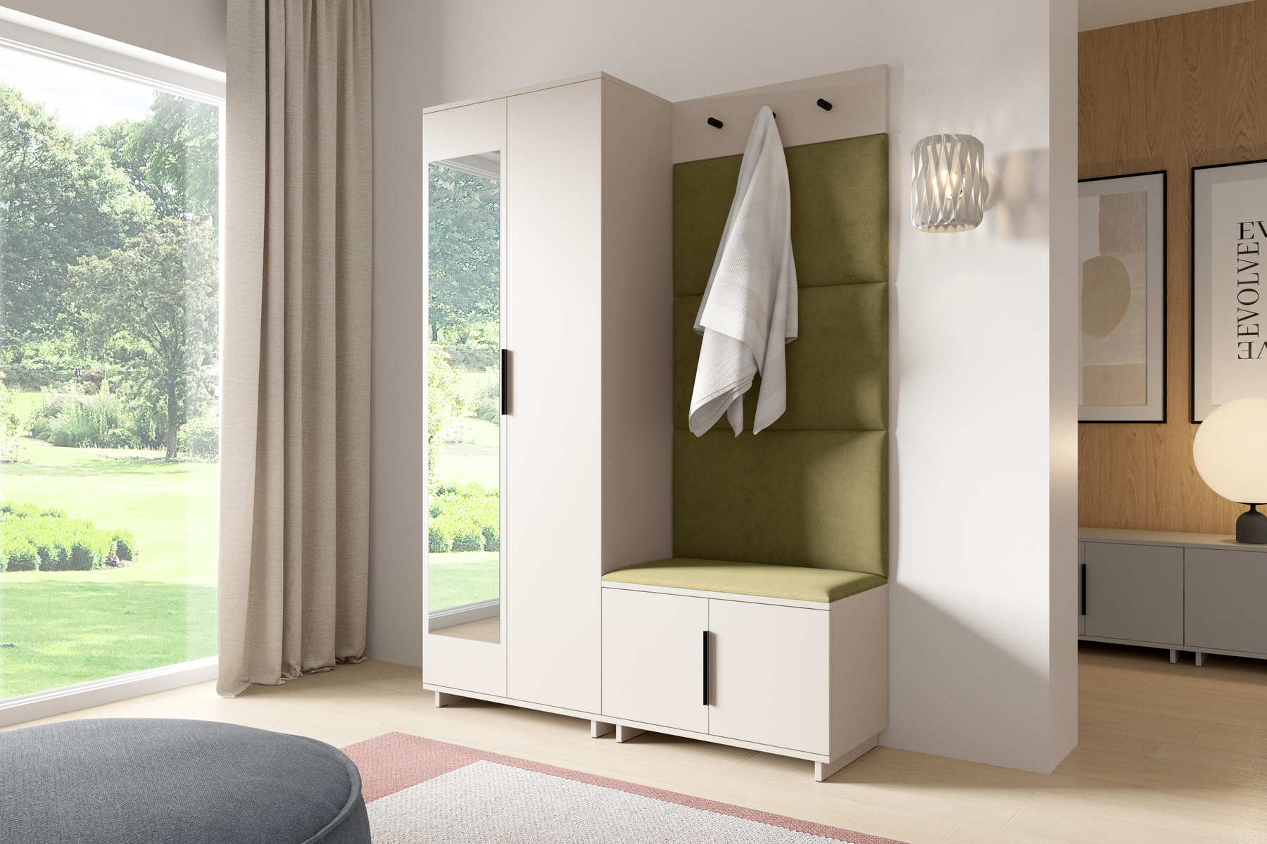 PK Bianco 3 Hallway Wardrobe Set - Olive