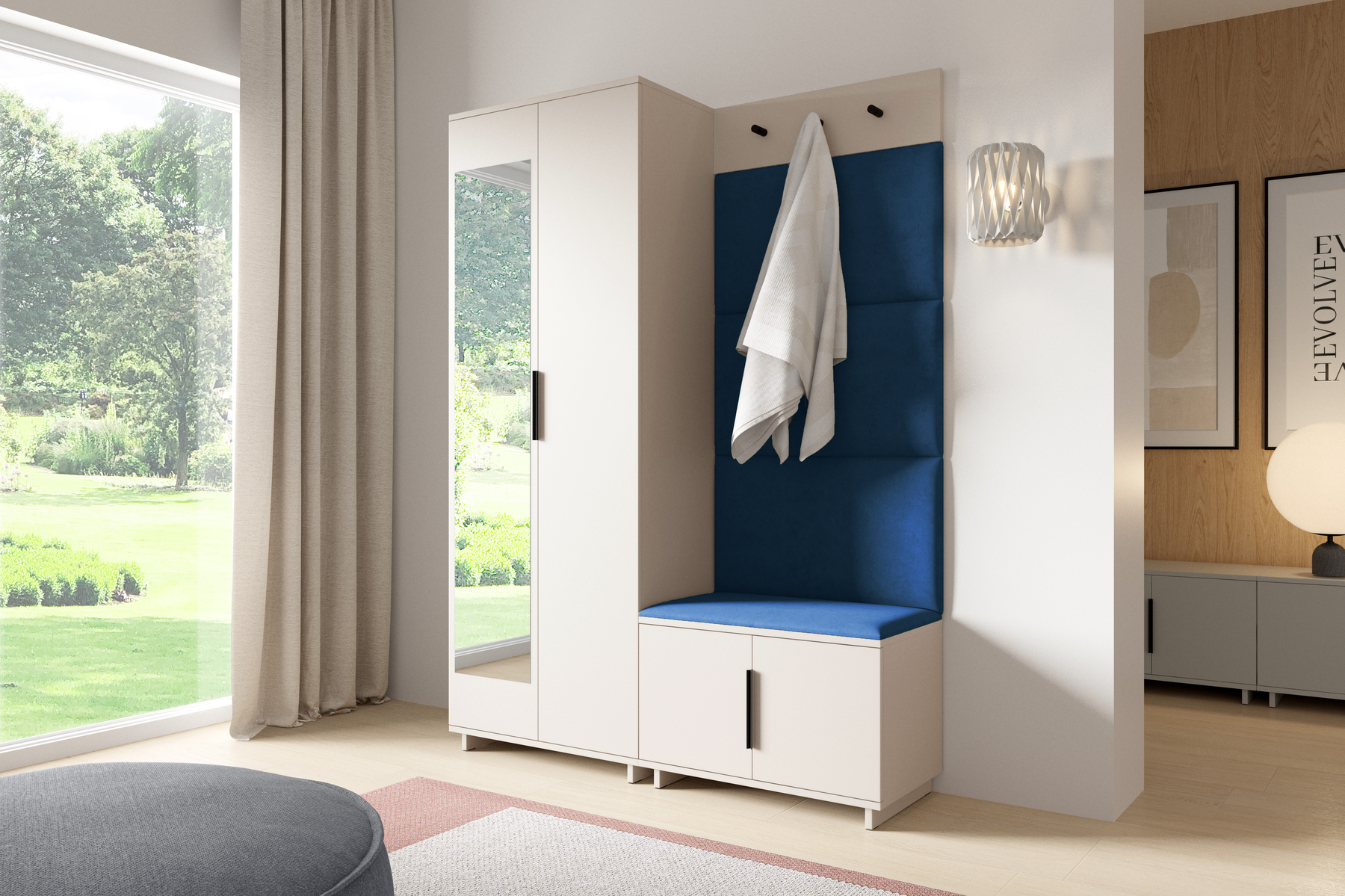 PK Bianco 3 Hallway Wardrobe Set - Deep Blue