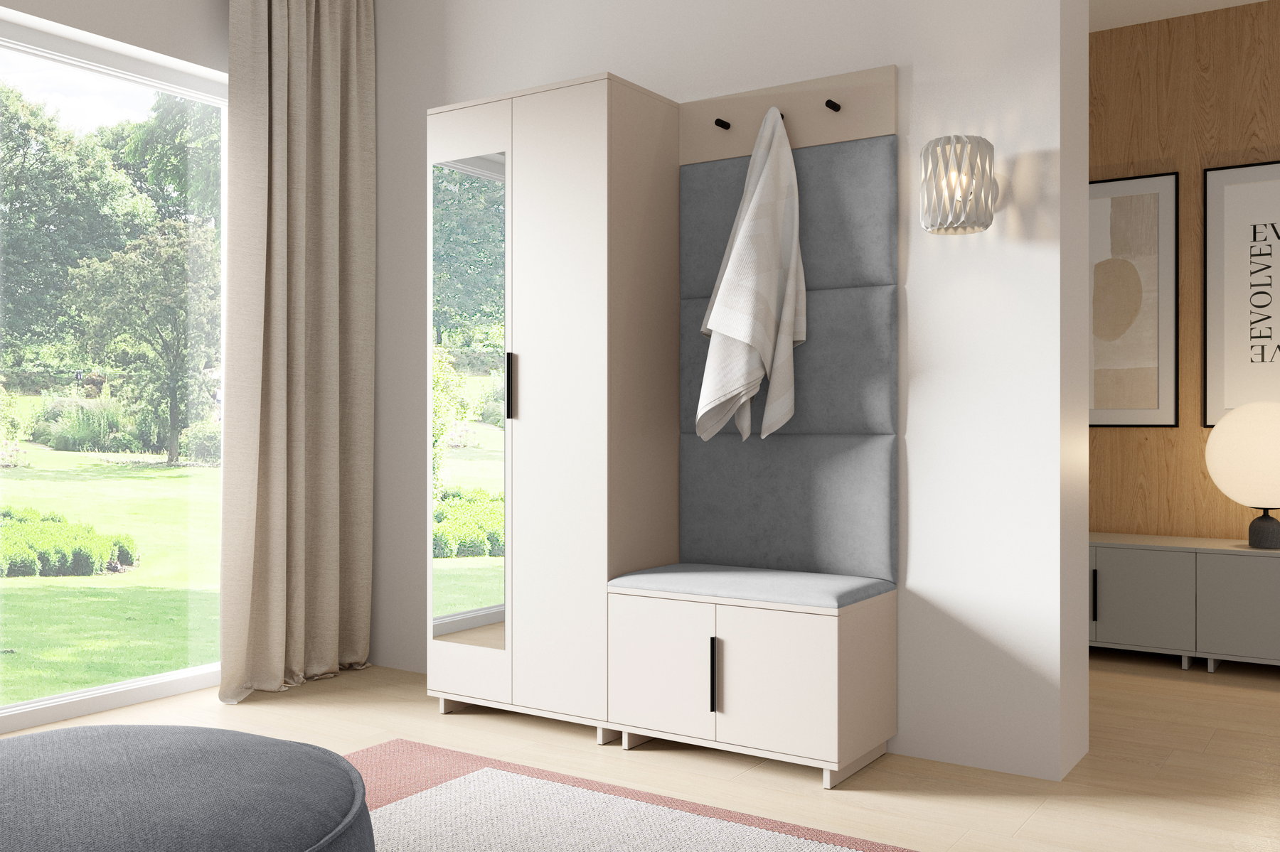 PK Bianco 3 Hallway Wardrobe Set - Ash