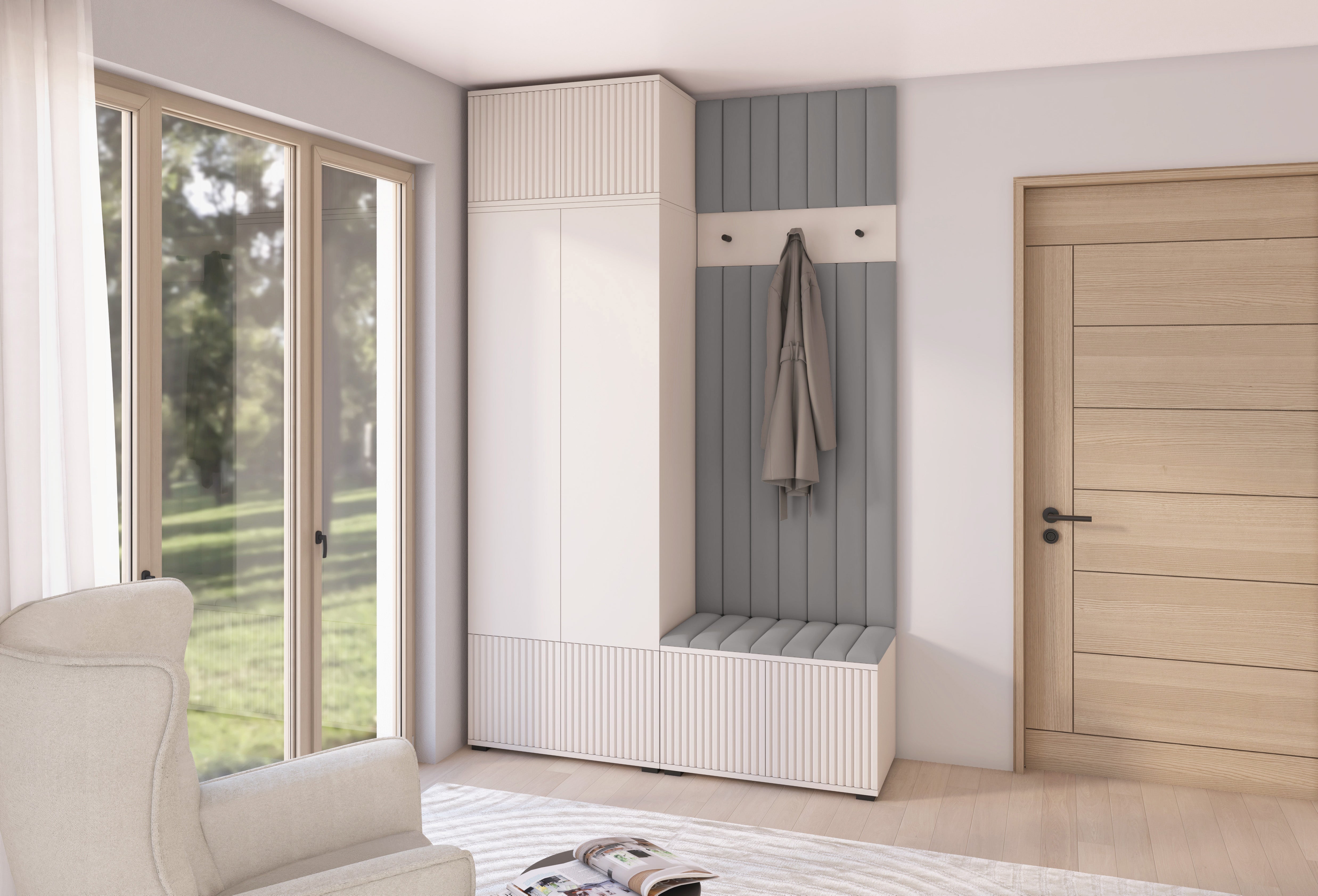 PK Rayo 4 Hallway Wardrobe - Upholstered Panels in Various Colours