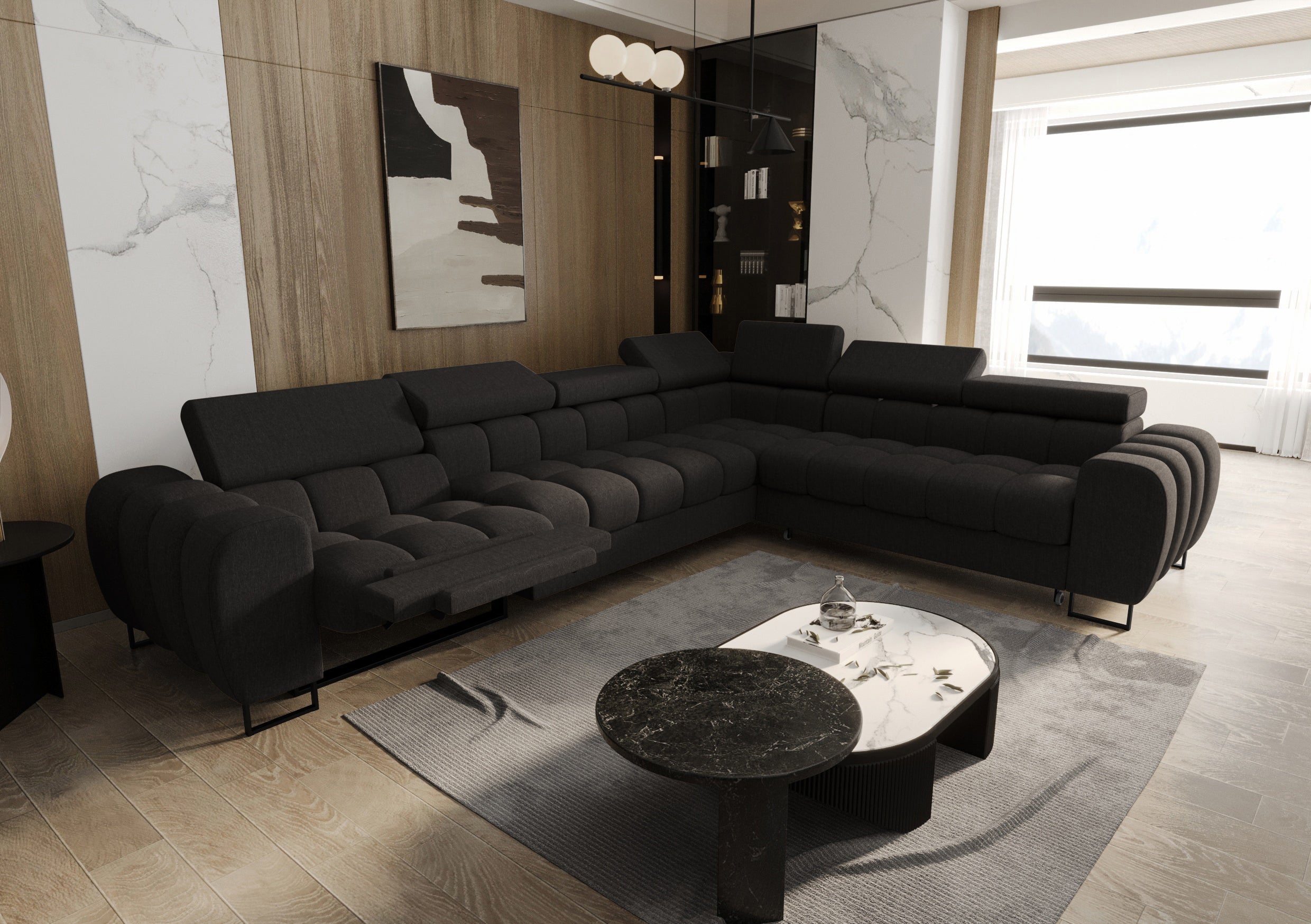 Aspen Max Relax 330×260 cm Ecksofa mit Schlaffunktion links - in verschiedenen Farben und Stoffen erhältlich