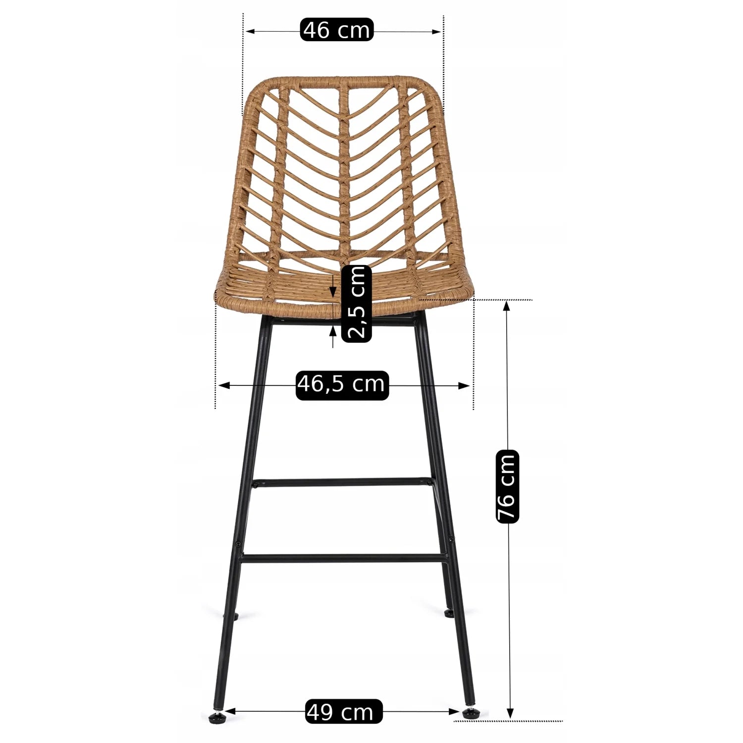Elite JERRY Oak Shade Rattan Garden Bar Stool – Natural & Stylish