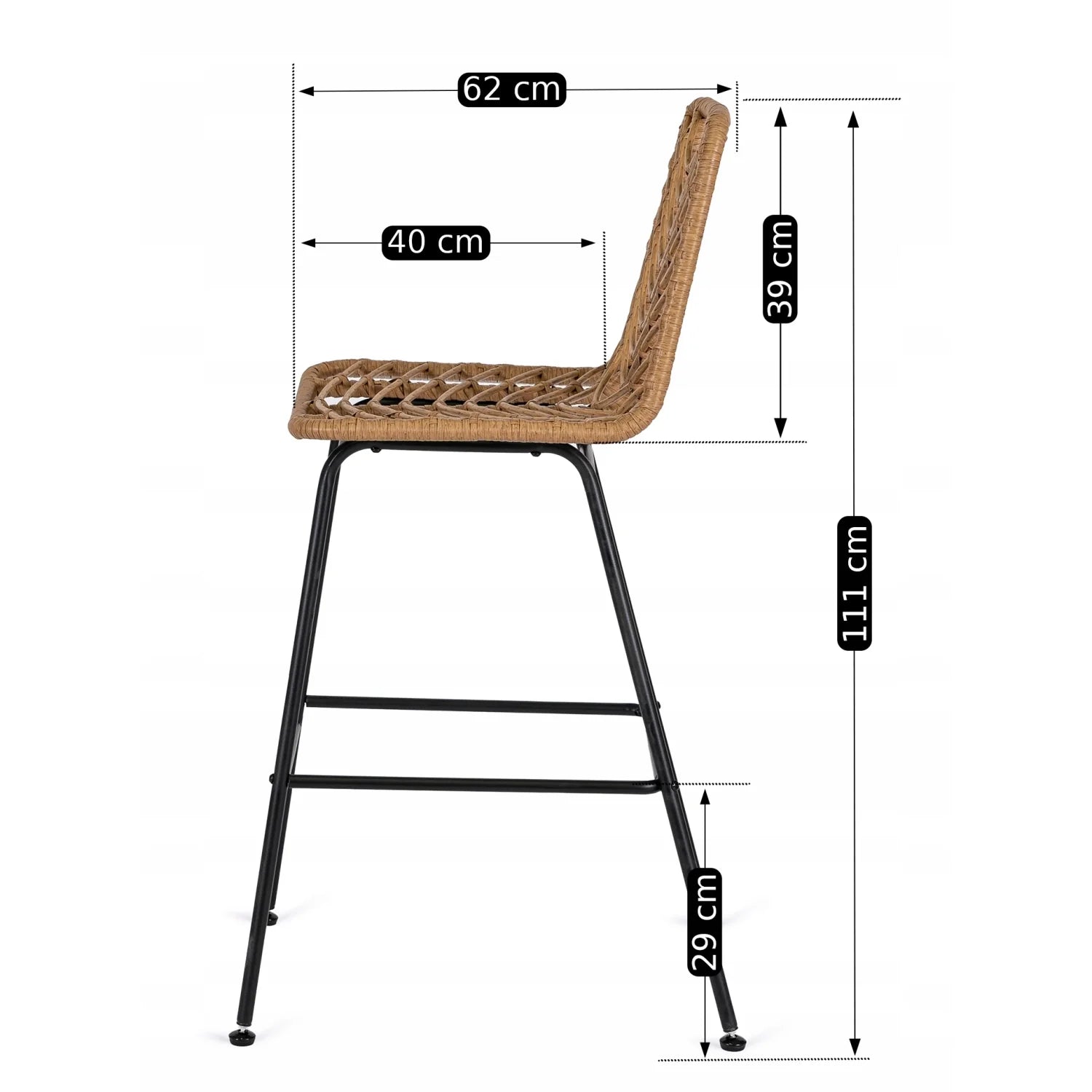 Elite JERRY Oak Shade Rattan Garden Bar Stool – Natural & Stylish