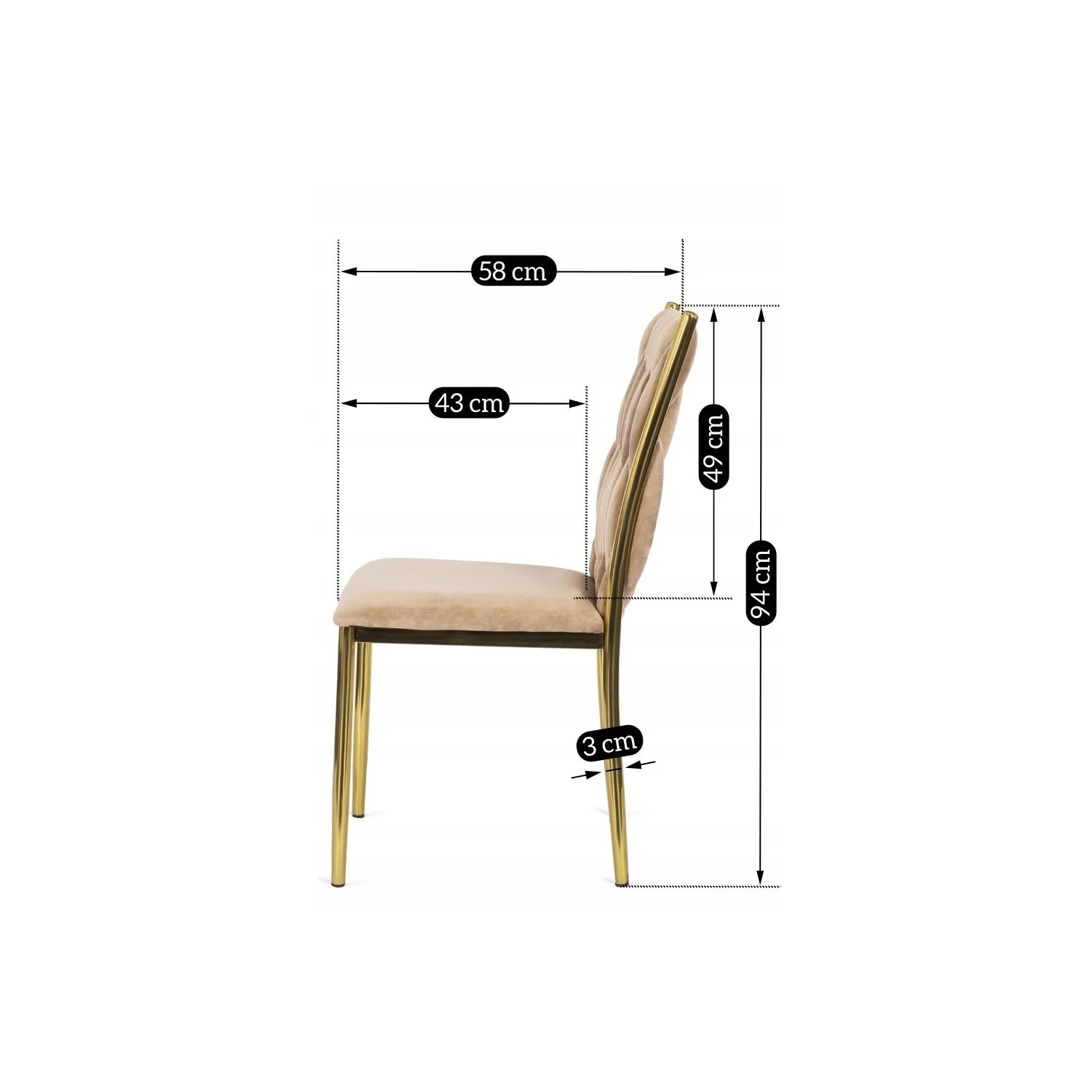 Elite DAN Chair – Beige Velvet & Gold Frame
