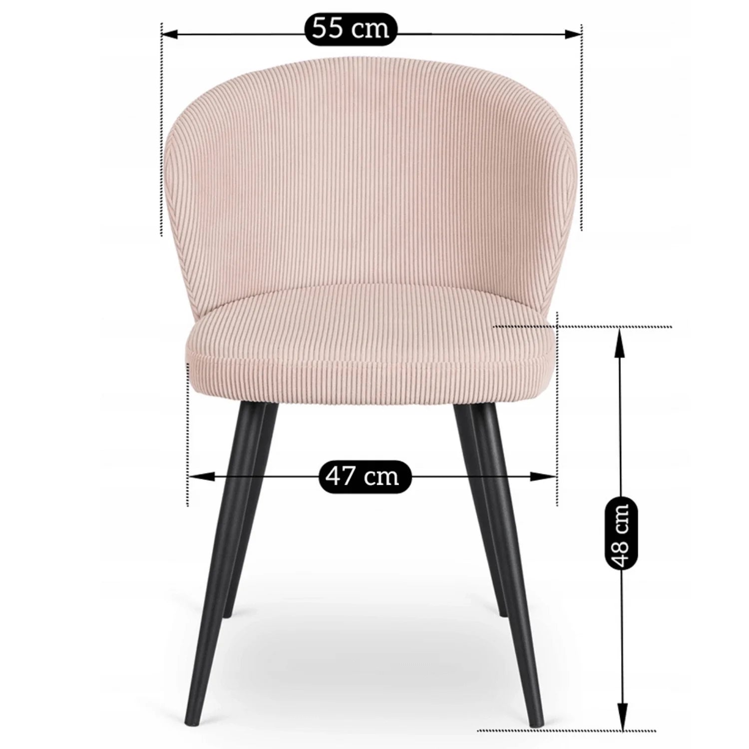 Elite HAILEY Chair – Chic Pink Corduroy with Black Metal Legs