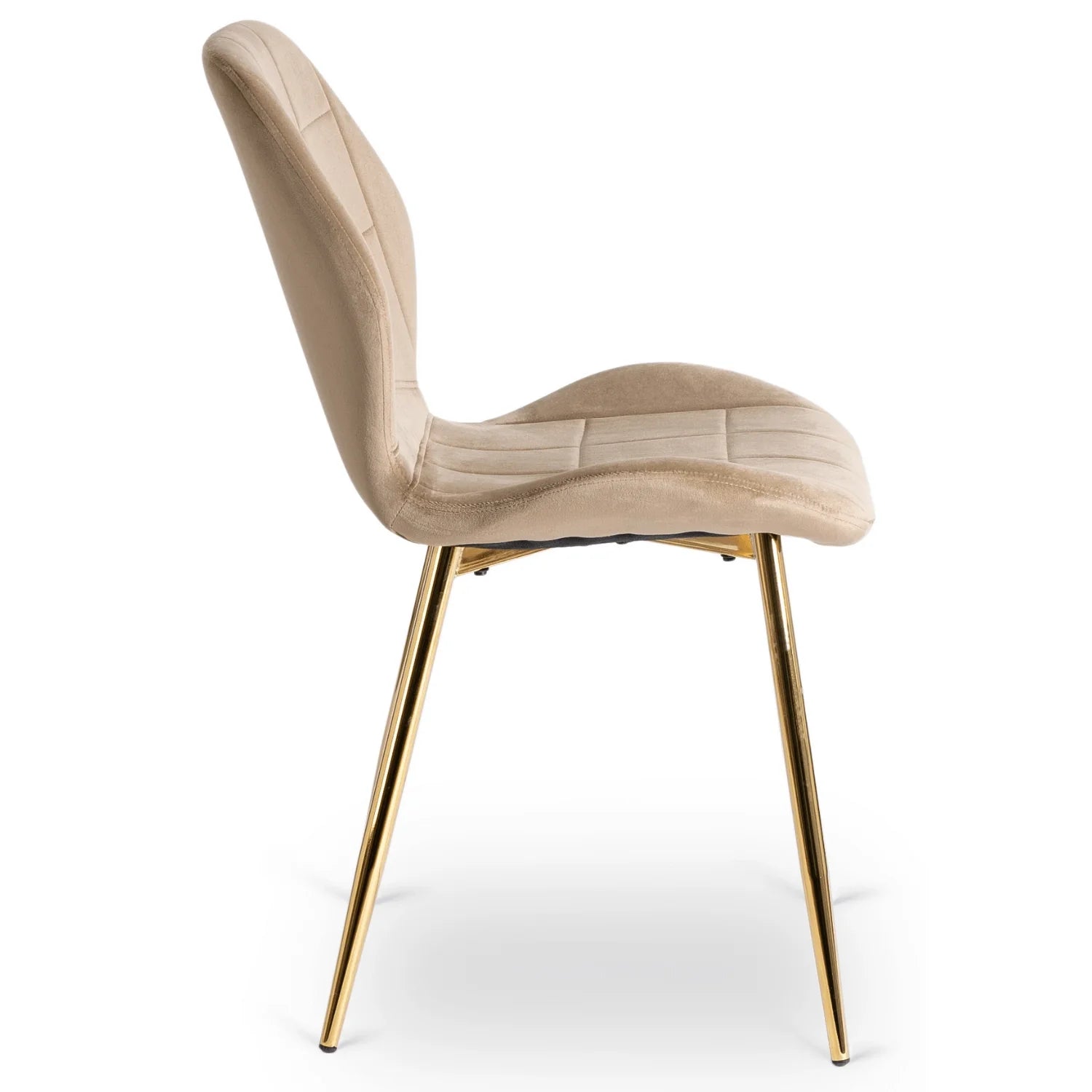 Elite IRYS Beige Veloursstuhl mit goldenen Beinen – Ein Statement von Eleganz und Komfort