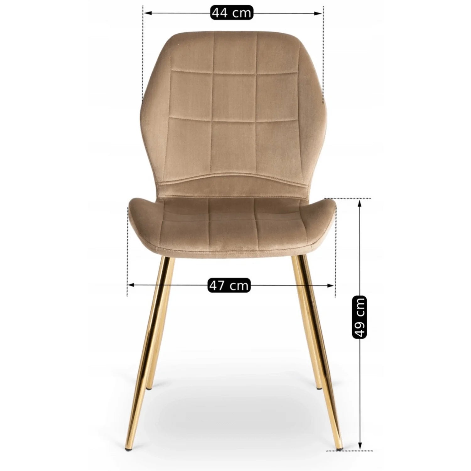 Elite IRYS Beige Veloursstuhl mit goldenen Beinen – Ein Statement von Eleganz und Komfort
