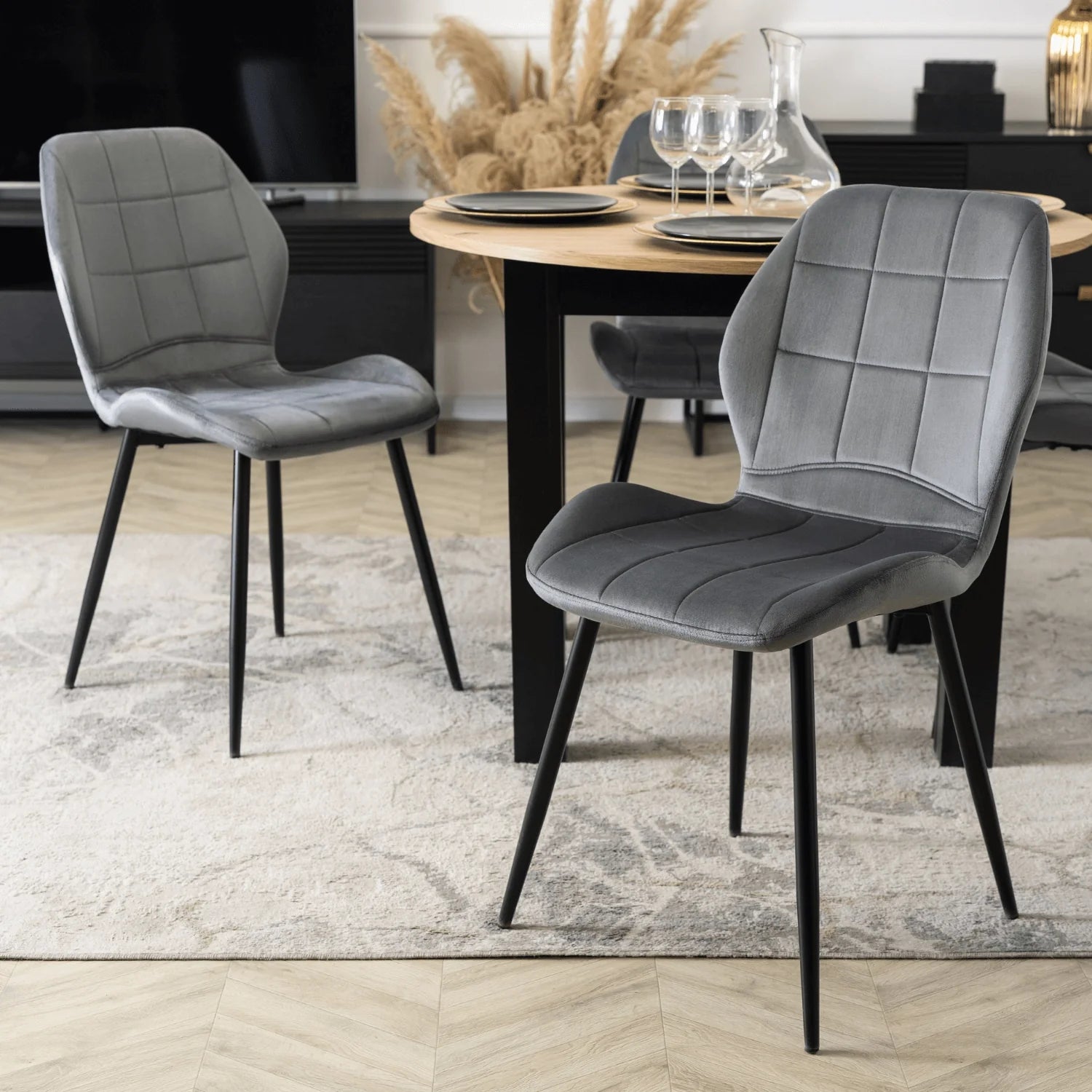 Elite IRYS Gray Velour Chair – Modern Comfort & Elegance