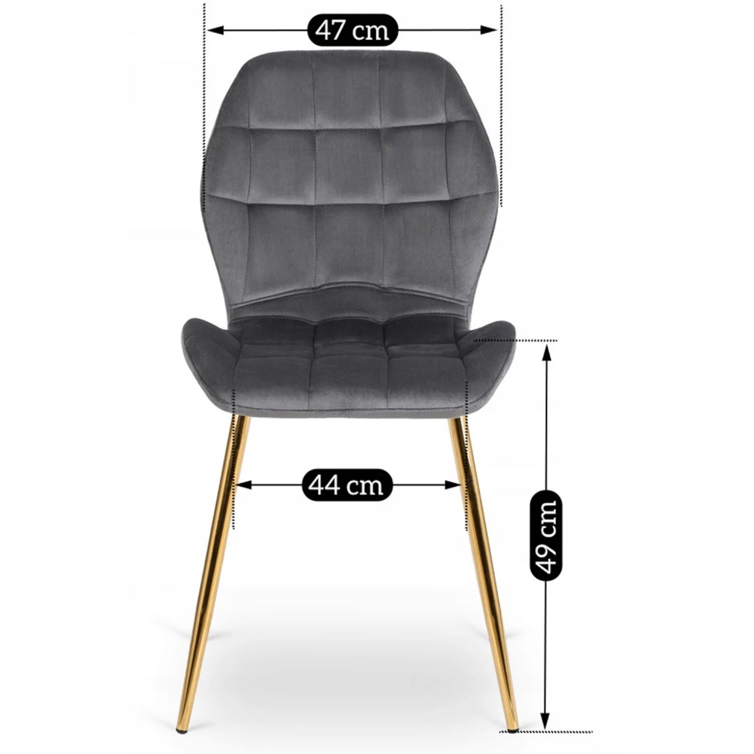Elite LUCKY Grauer Samtstuhl mit goldenen Beinen – Elegante und moderne Sitzgelegenheiten