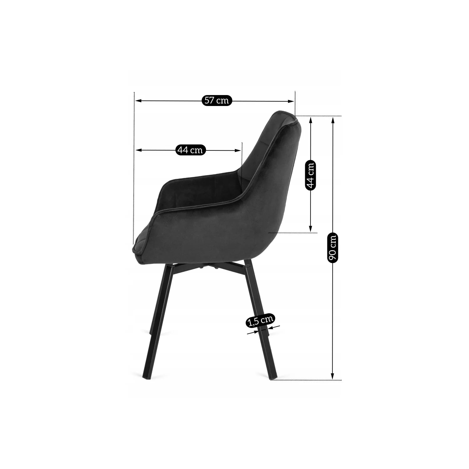 Elite LUNA Black Velvet Swivel Chair – Modern Comfort & Style