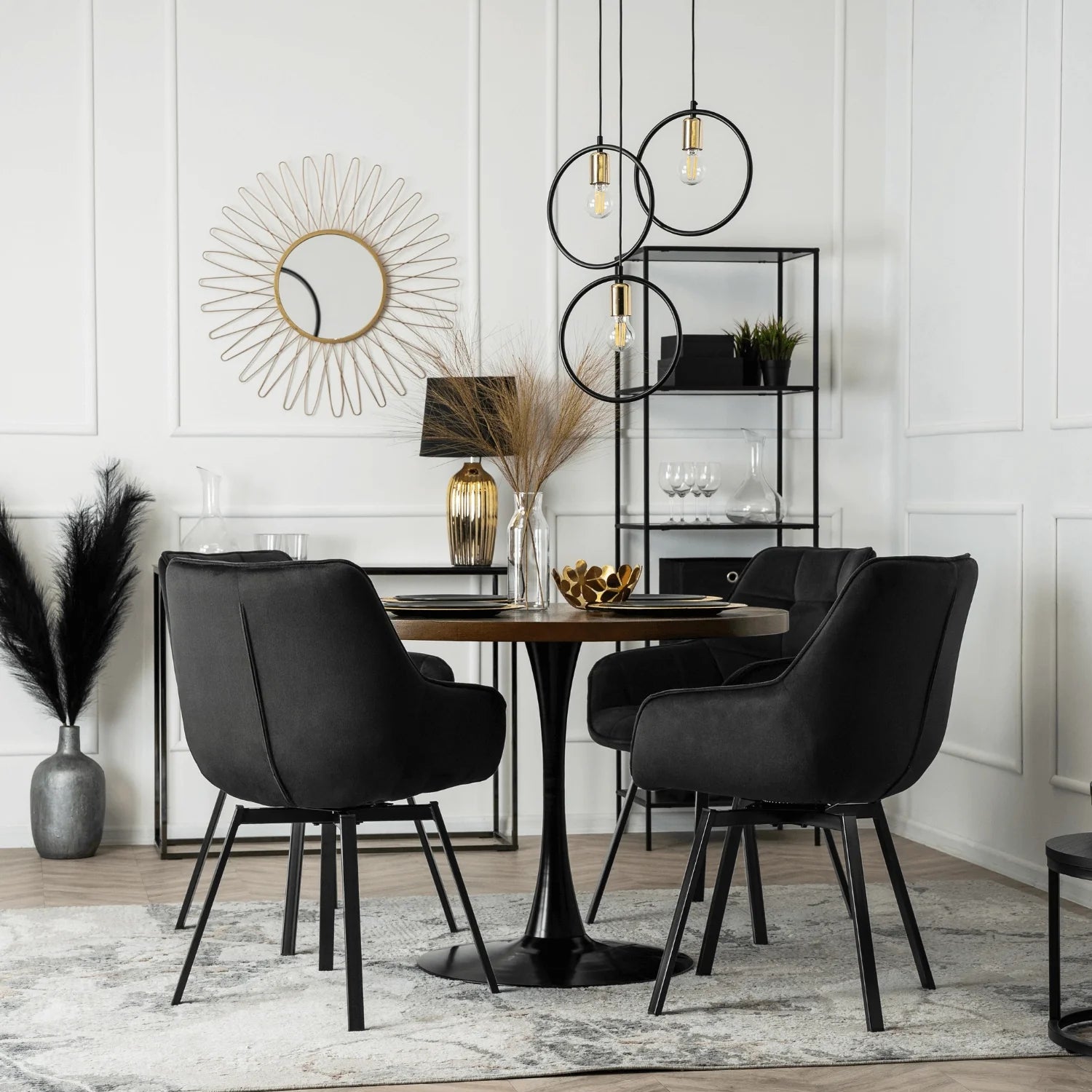 Elite LUNA Black Velvet Swivel Chair – Modern Comfort & Style