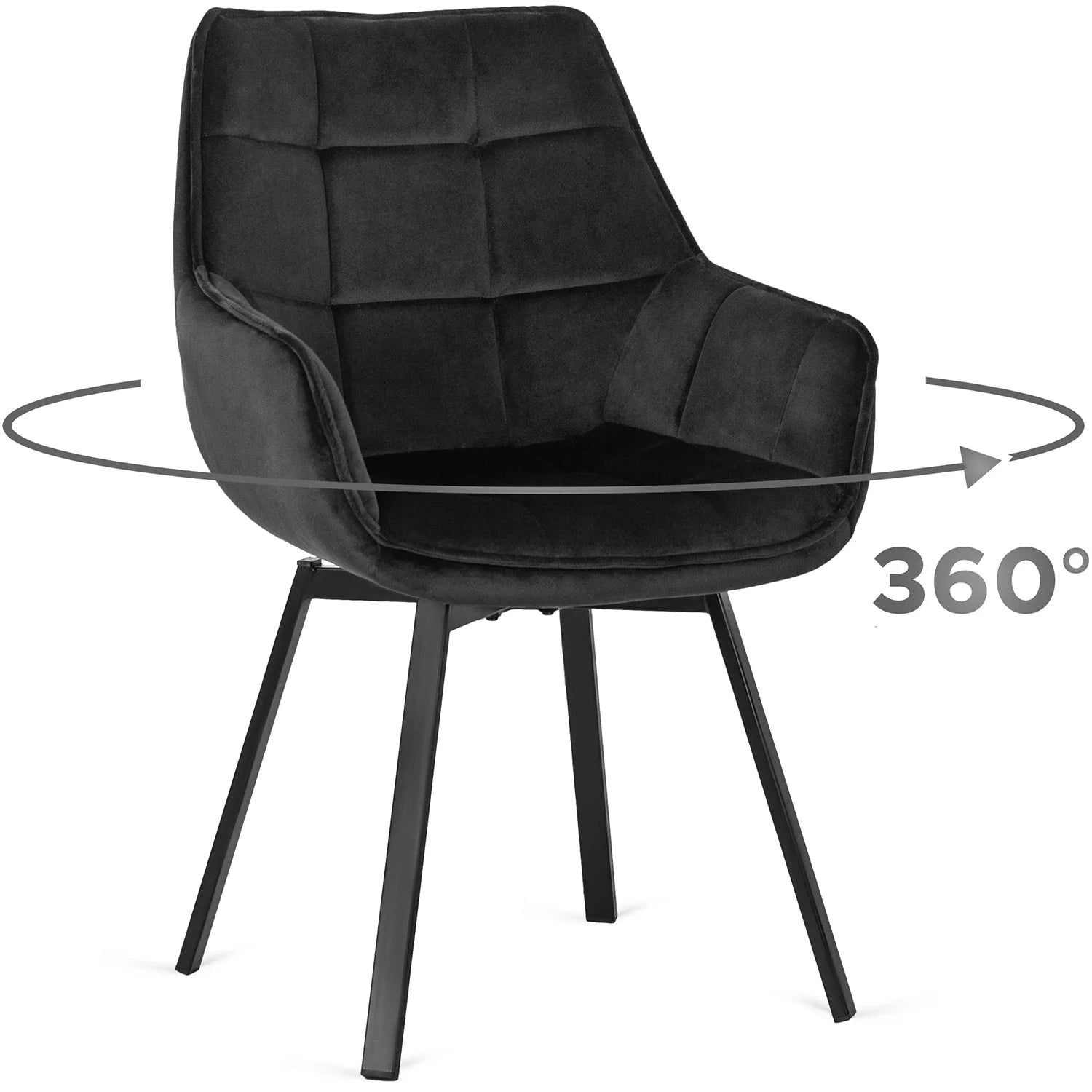 Elite LUNA Black Velvet Swivel Chair – Modern Comfort & Style
