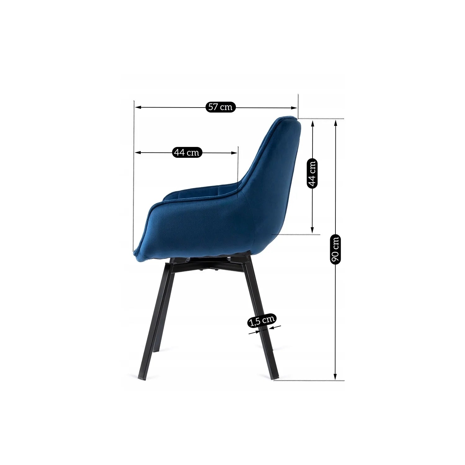 Elite LUNA Navy Blue Velvet Swivel Chair – Luxurious Comfort & Style