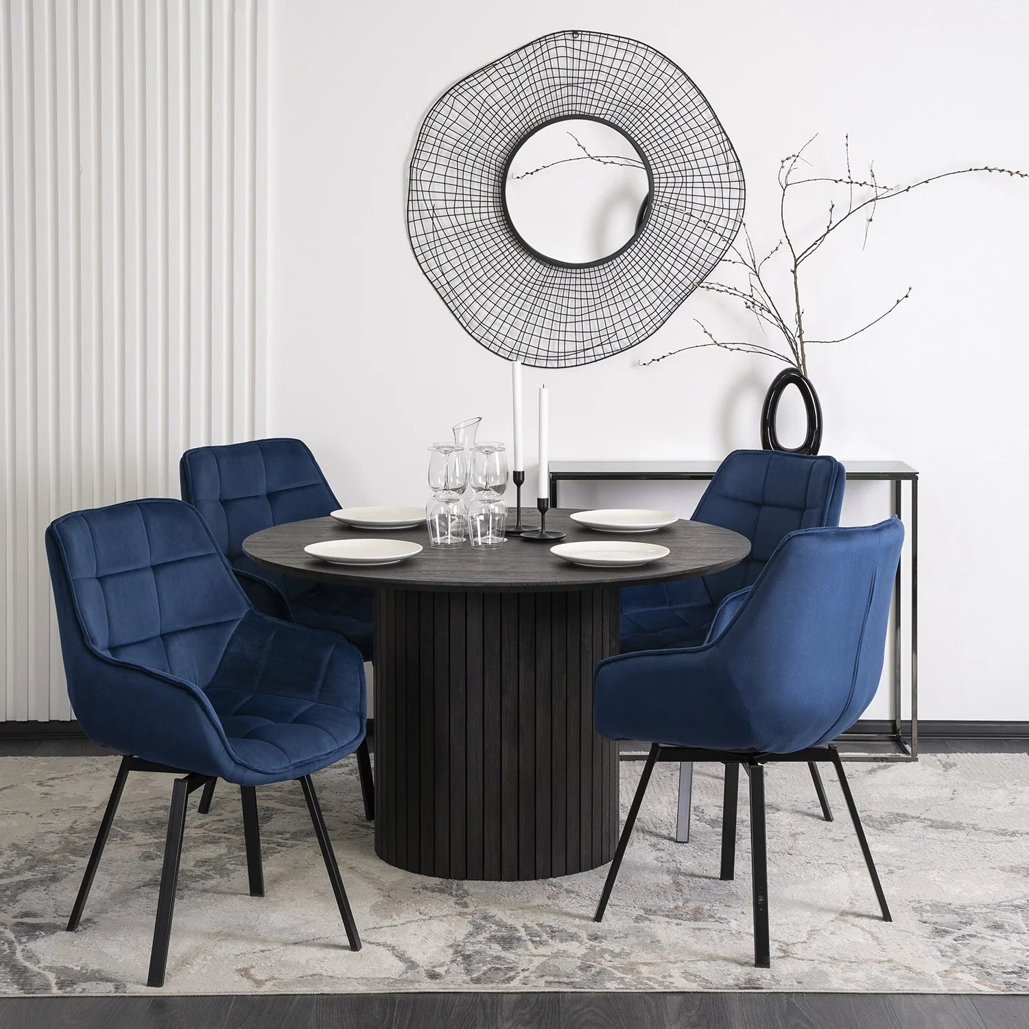 Elite LUNA Navy Blue Velvet Swivel Chair – Luxurious Comfort & Style