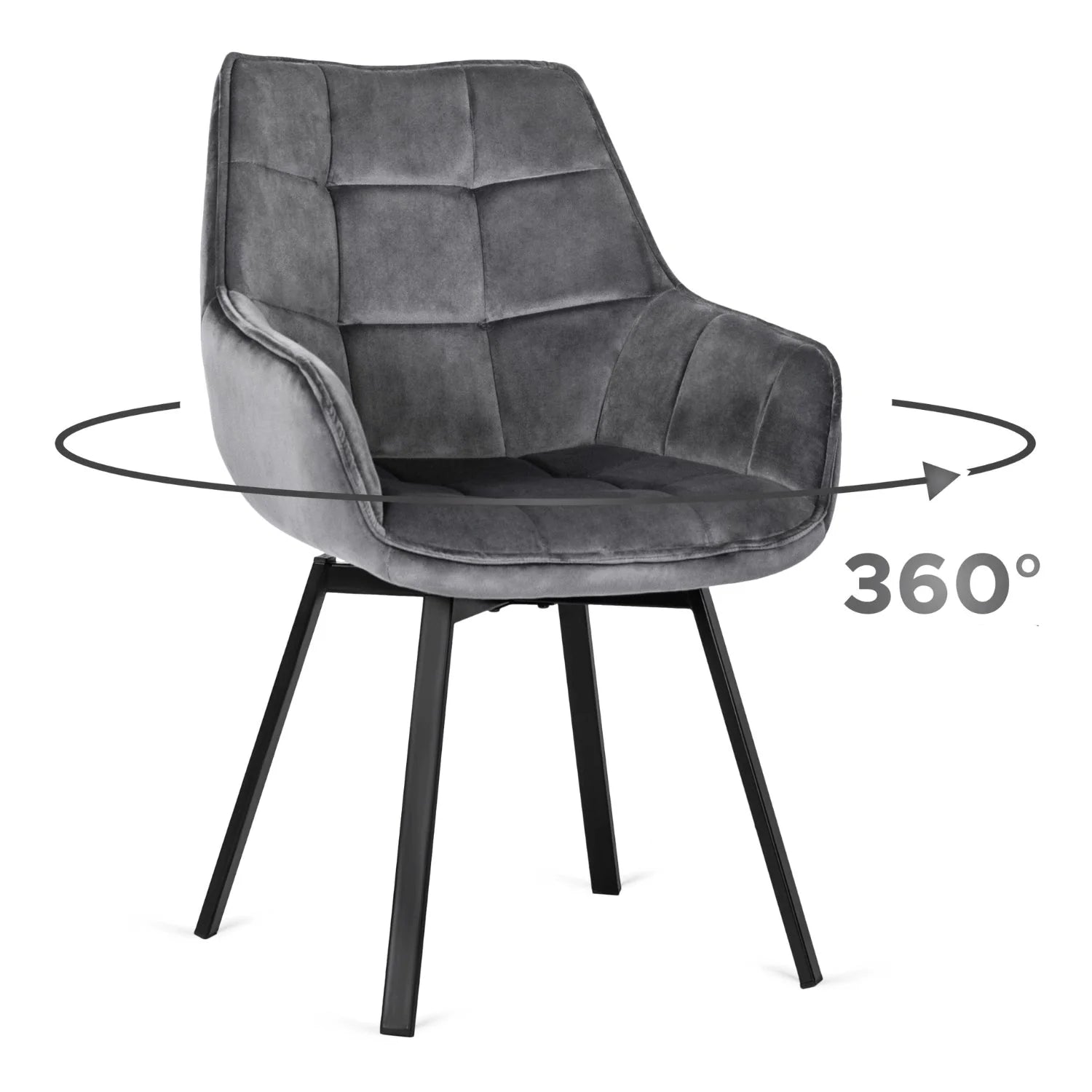 Elite LUNA Grauer Samt-Drehstuhl – Moderner Komfort mit Stil