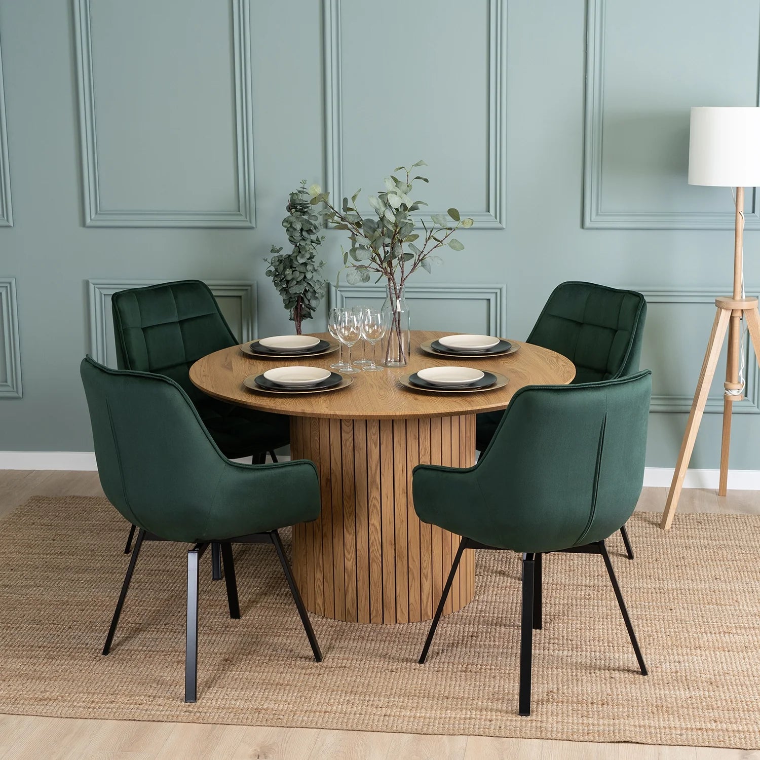 Elite LUNA Green Velvet Swivel Chair – Modern Elegance & Comfort