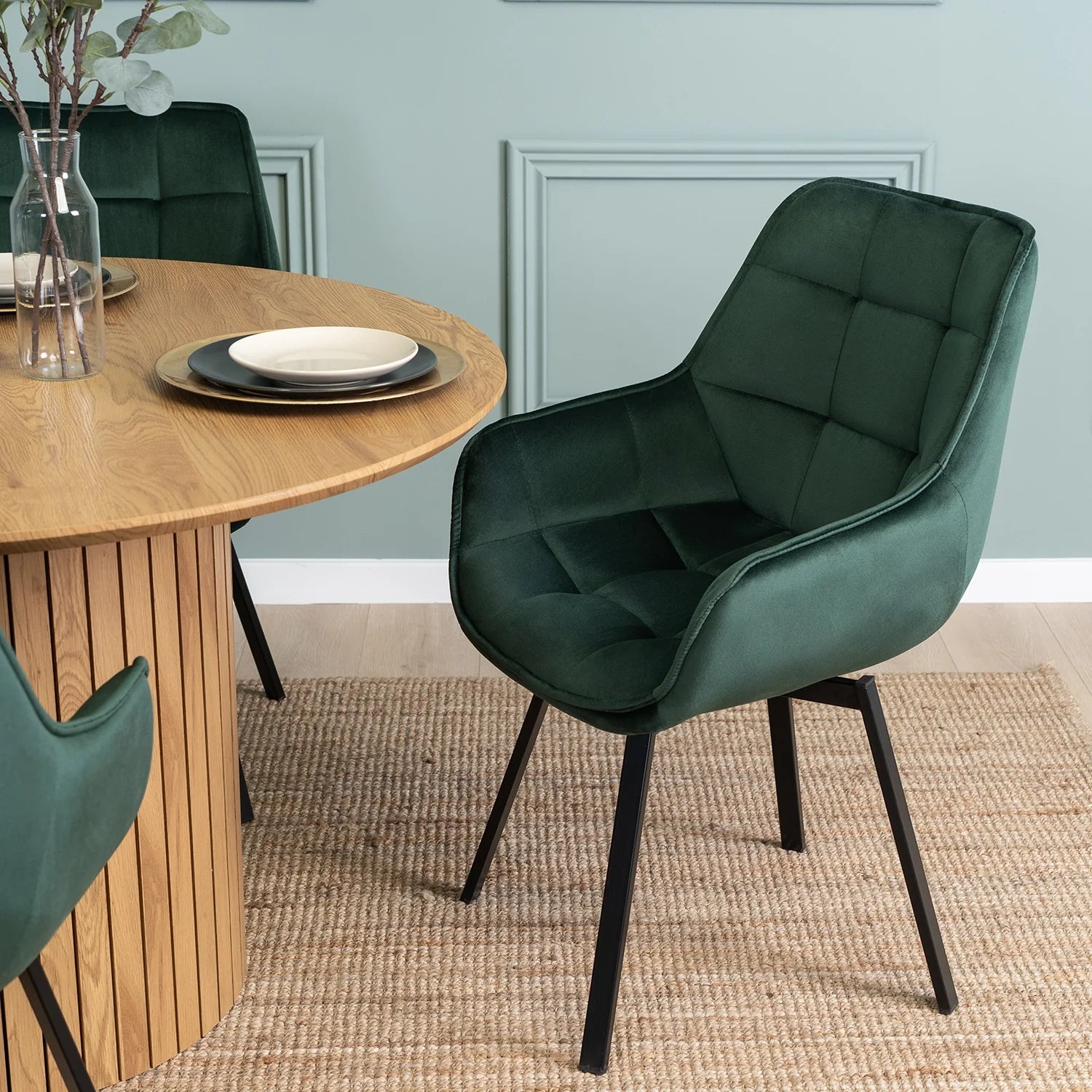 Elite LUNA Green Velvet Swivel Chair – Modern Elegance & Comfort