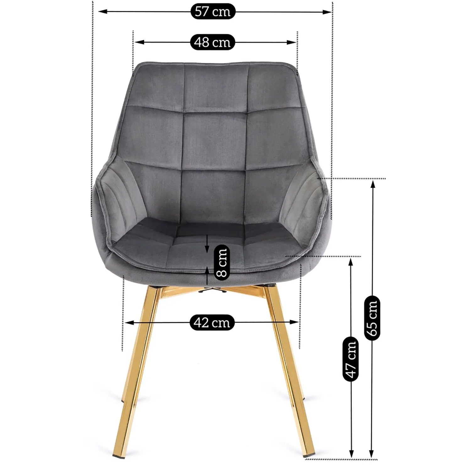 Elite MIA Swivel Velvet Chair – Chic Gray & Gold Design