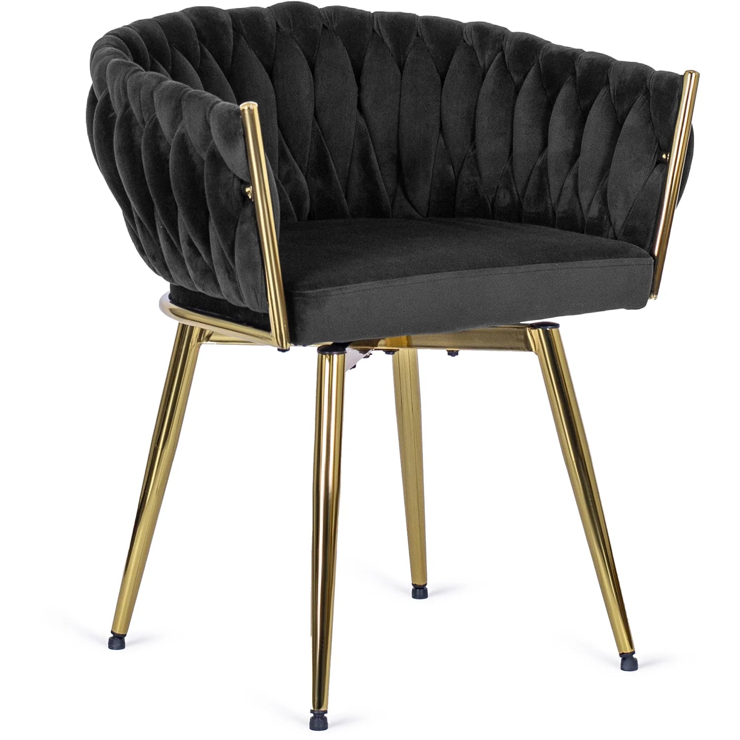 Elite RUBI Swivel Velvet Chair – Sophisticated Black & Gold Elegance