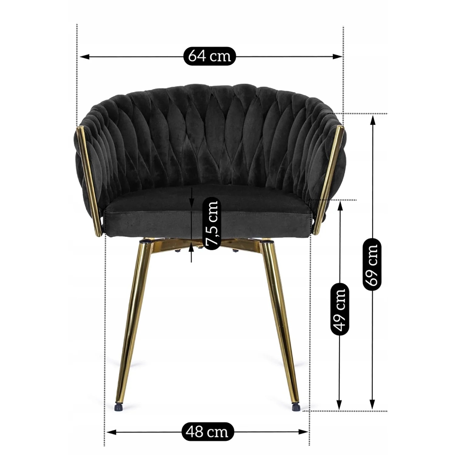 Elite RUBI Swivel Velvet Chair – Sophisticated Black & Gold Elegance