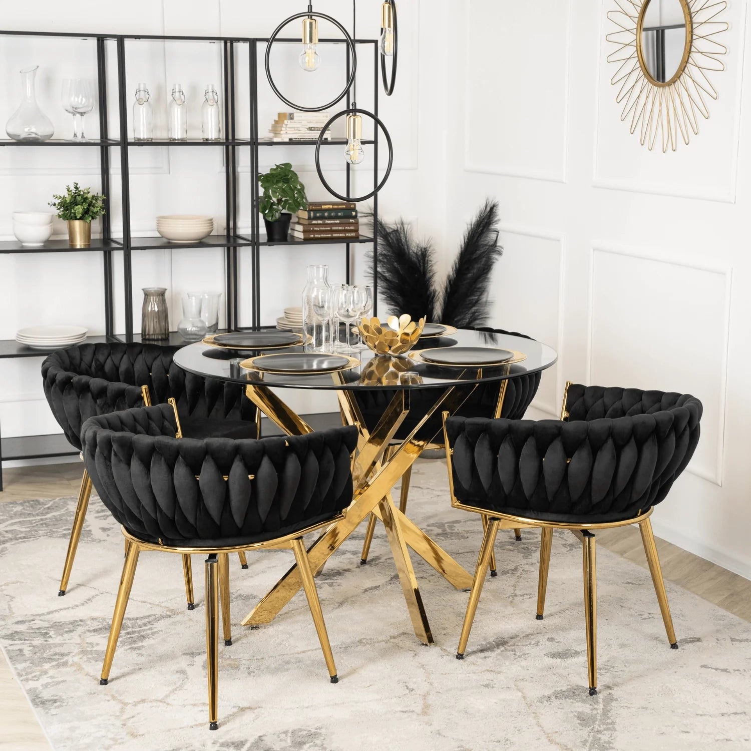 Elite RUBI Swivel Velvet Chair – Sophisticated Black & Gold Elegance