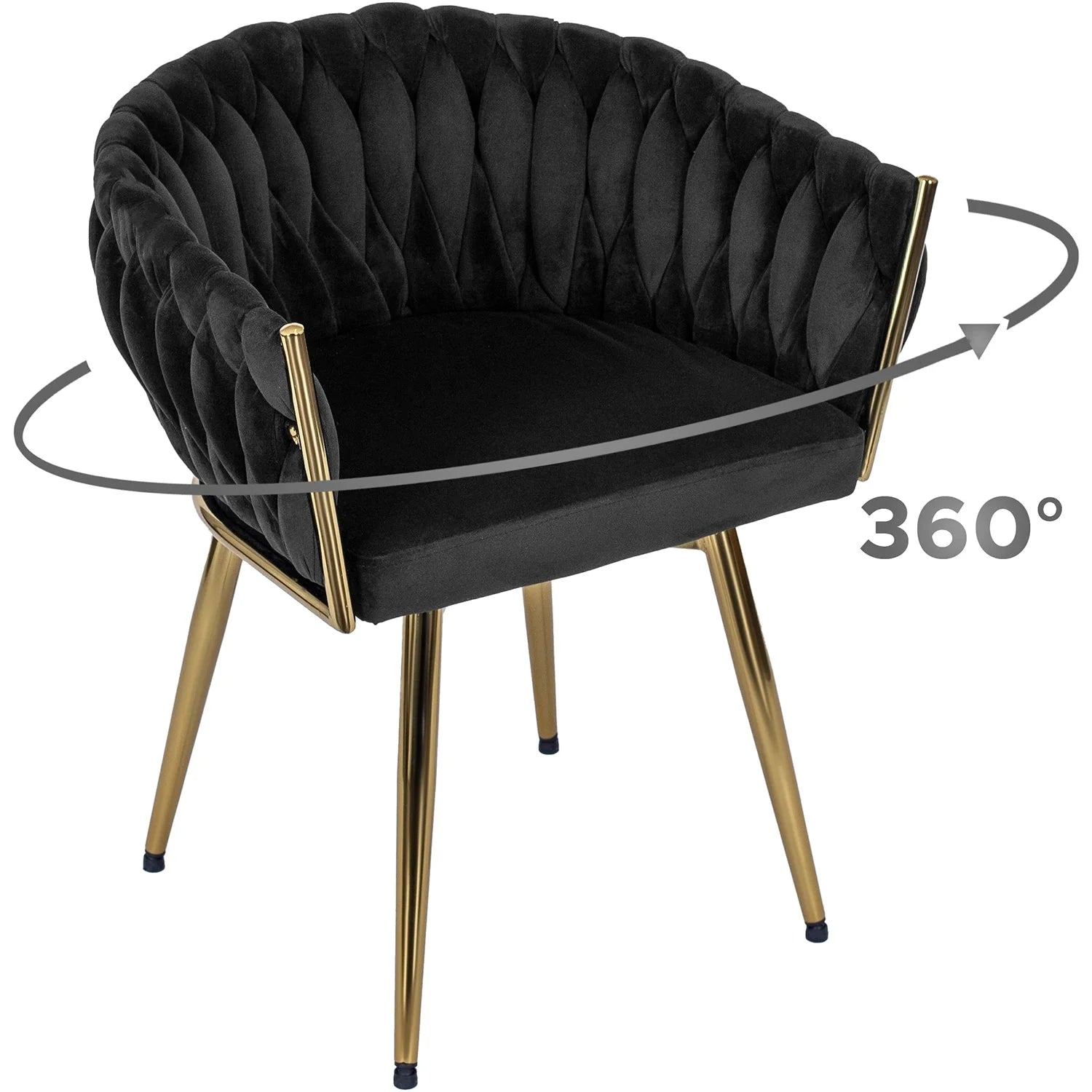 Elite RUBI Swivel Velvet Chair – Sophisticated Black & Gold Elegance