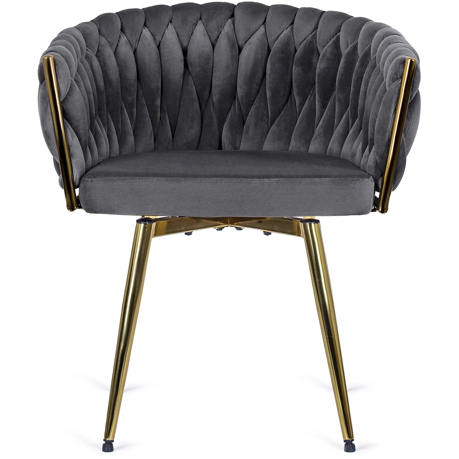 Elite RUBI Swivel Velvet Chair – Sophisticated Gray & Gold Elegance