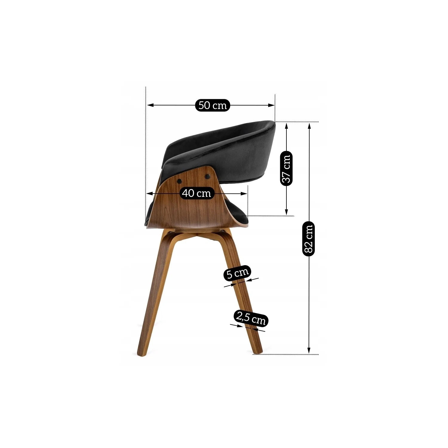 Elite OHIO 2 Chair – Black Velvet & Walnut Bentwood