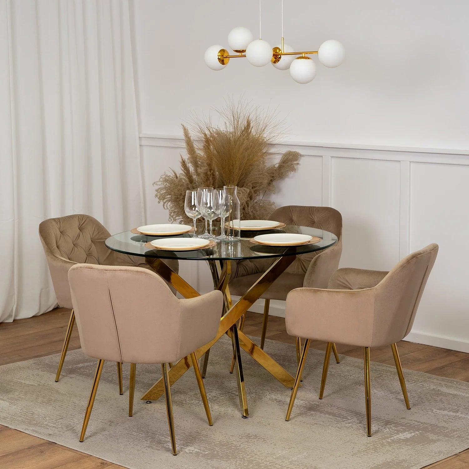 Elite RAYA Beige Velvet Chair – A Touch of Luxury