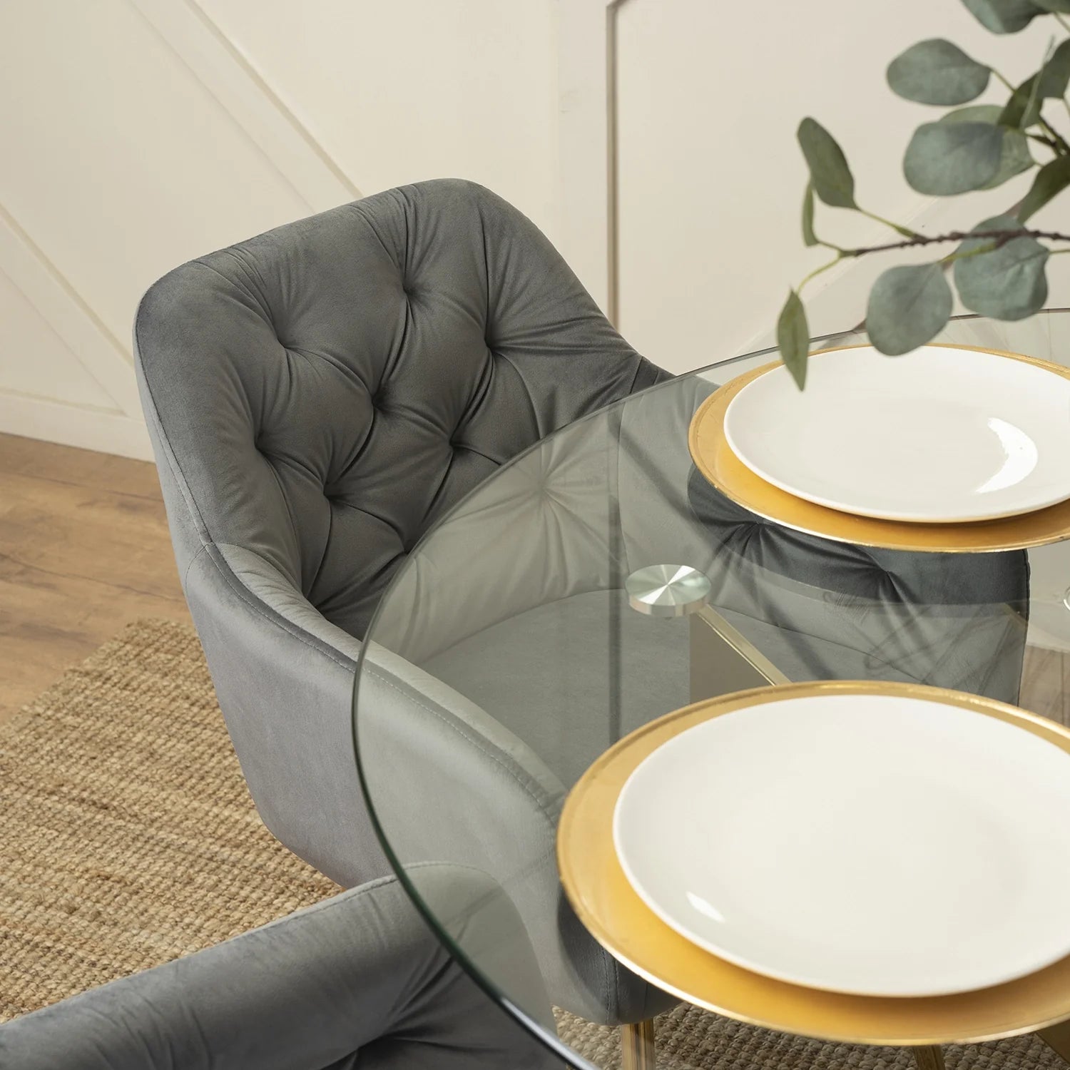 Elite RAYA Gray Velvet Chair – Elegance Meets Comfort