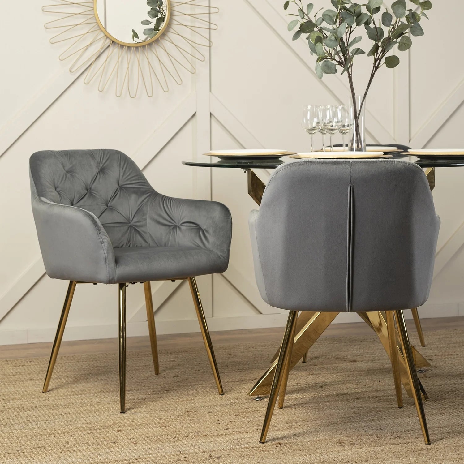 Elite RAYA Gray Velvet Chair – Elegance Meets Comfort