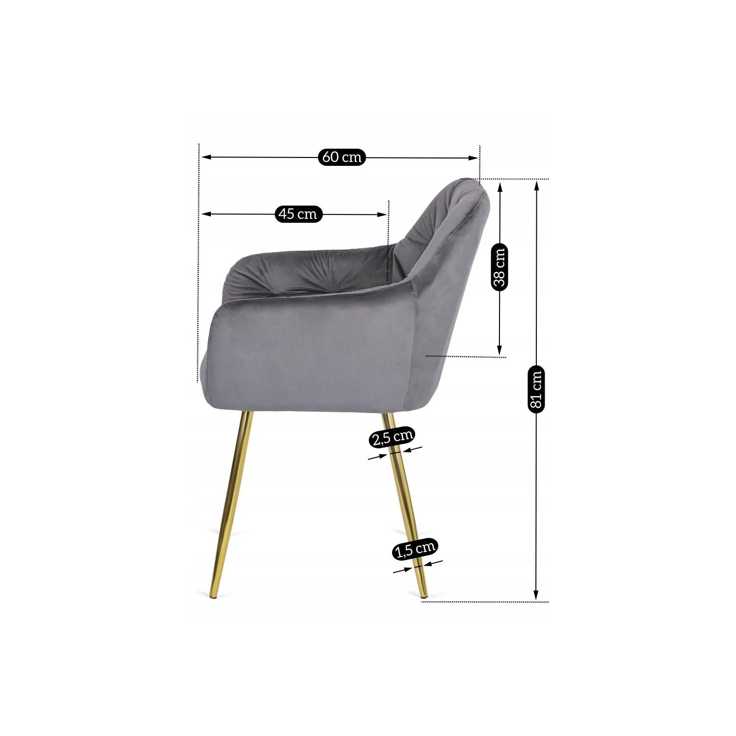 Elite RAYA Gray Velvet Chair – Elegance Meets Comfort