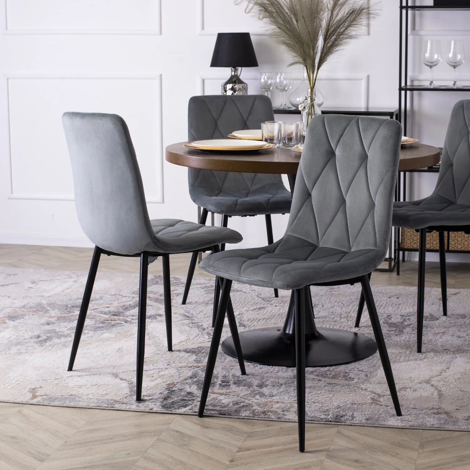 Elite ROBIN Grey Velvet Chair – A Fusion of Elegance and Comfort