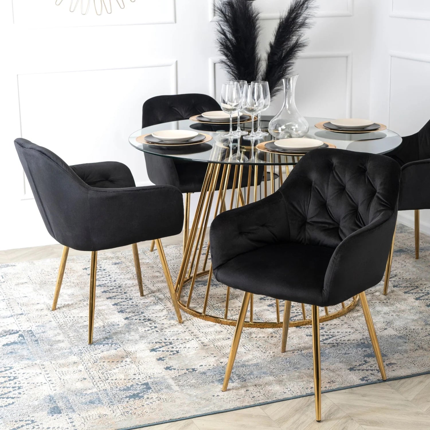 Elite RAYA Black Velvet Chair – A Statement of Luxury & Comfort