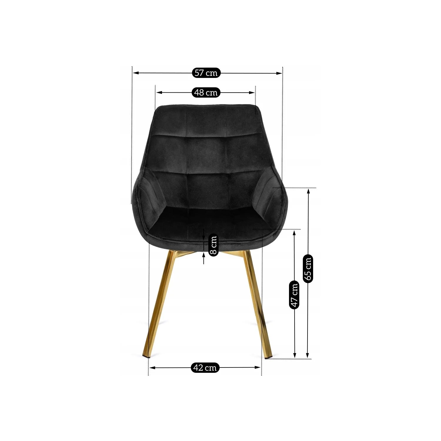Elite MIA Swivel Velvet Chair – Luxurious Black & Gold Design