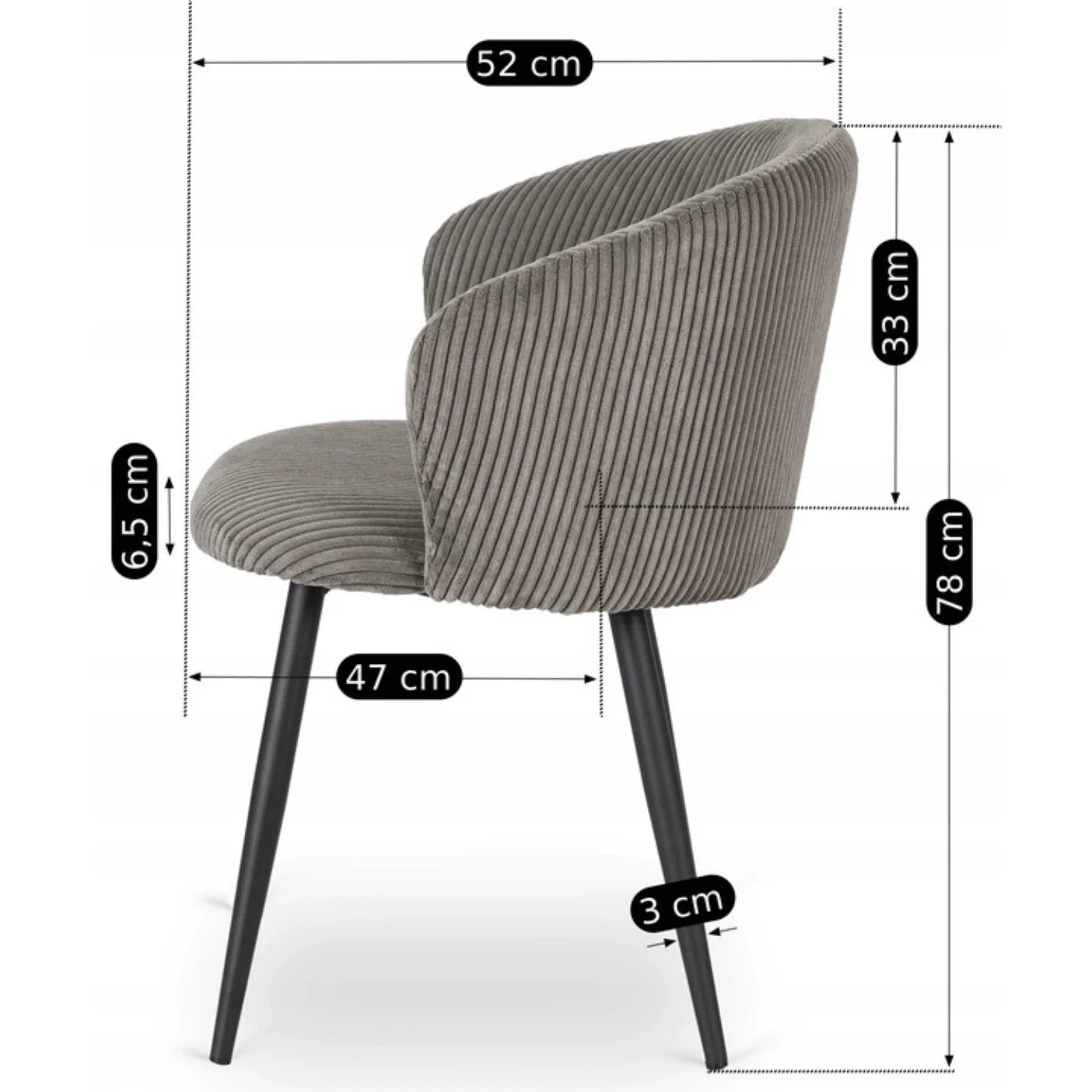 Elite TAYLOR Grey Corduroy Chair – Modern Elegance & Comfort