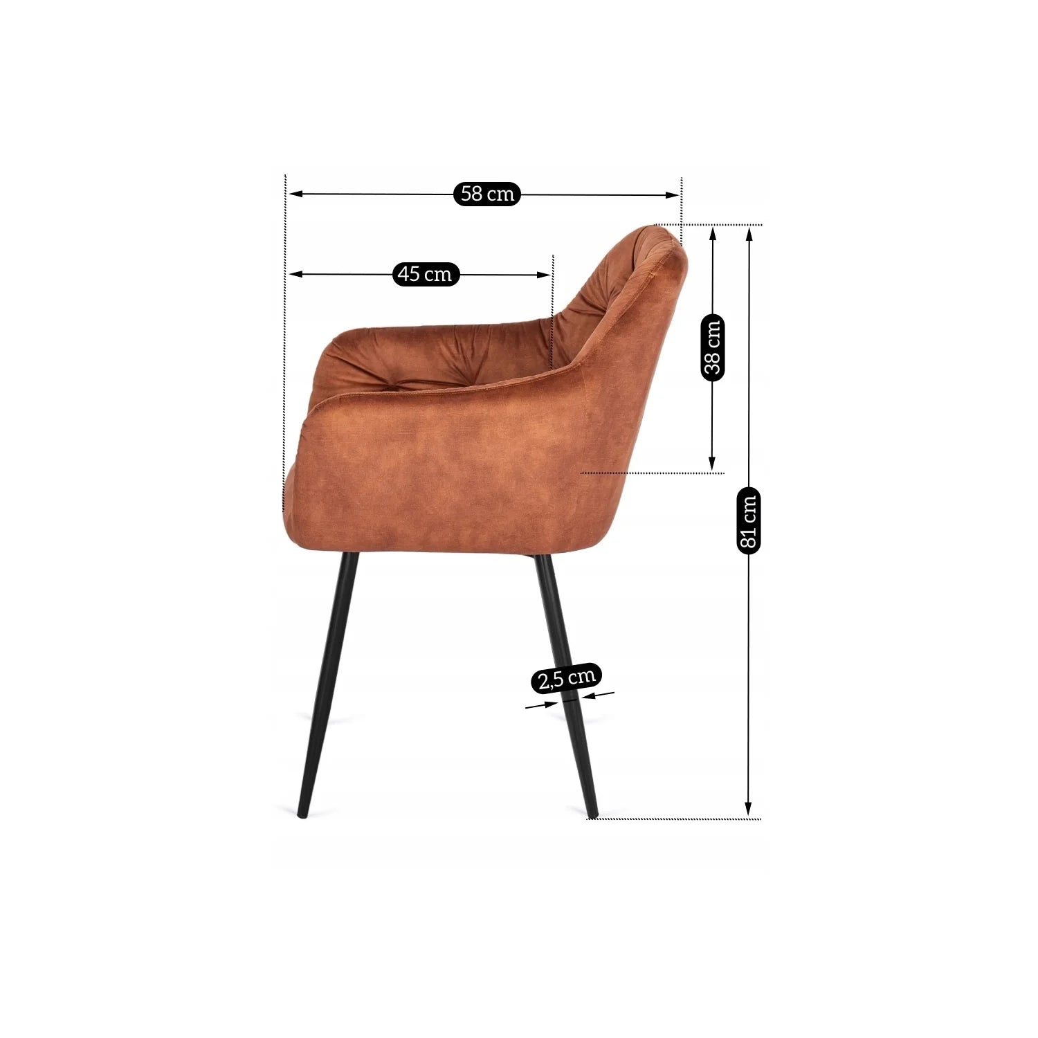 Elite VIKI Rust Velvet Chair – A Statement of Warmth & Sophistication
