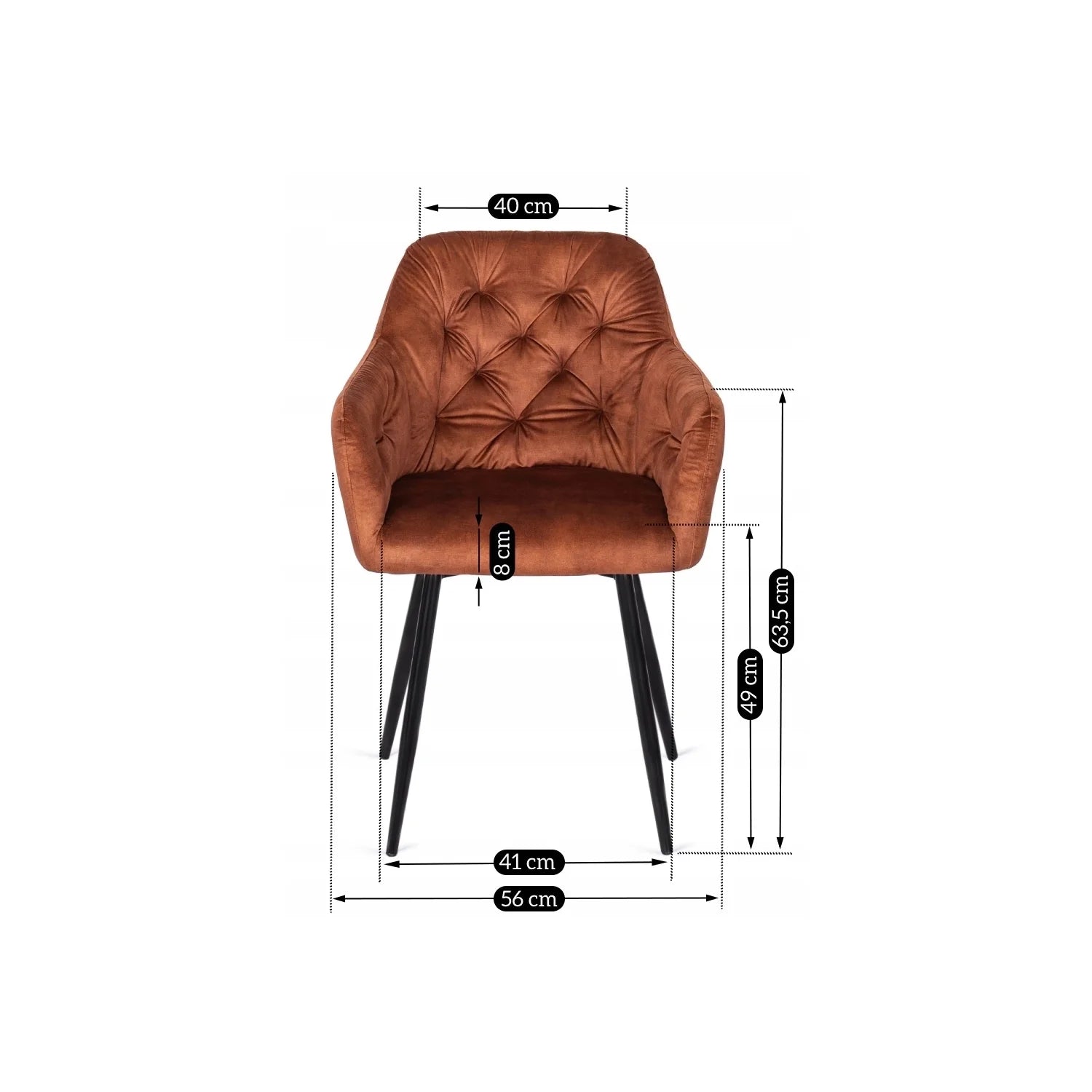 Elite VIKI Rust Velvet Chair – A Statement of Warmth & Sophistication