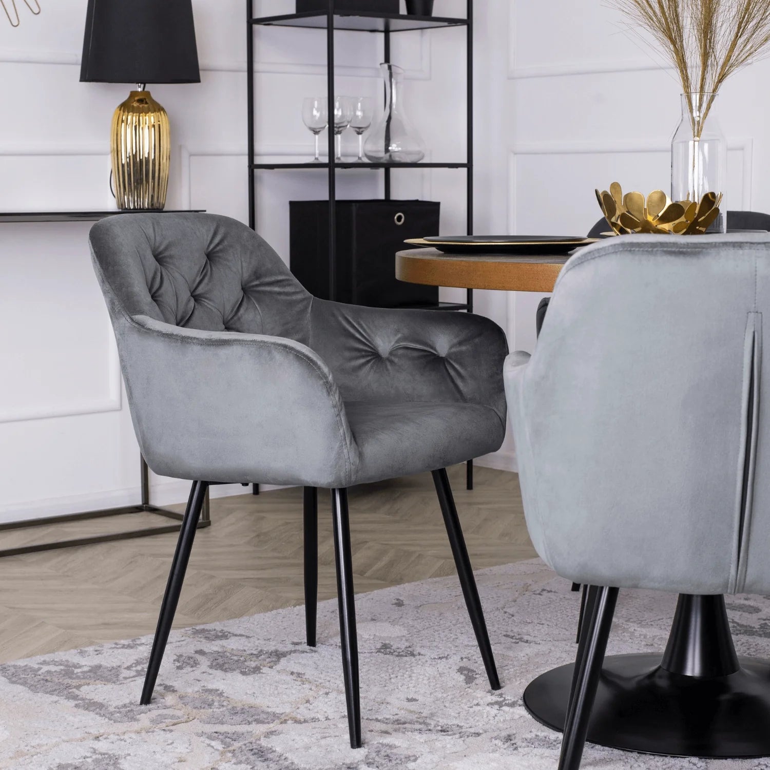 Elite VIKI Grey Velvet Chair – A Blend of Elegance & Comfort