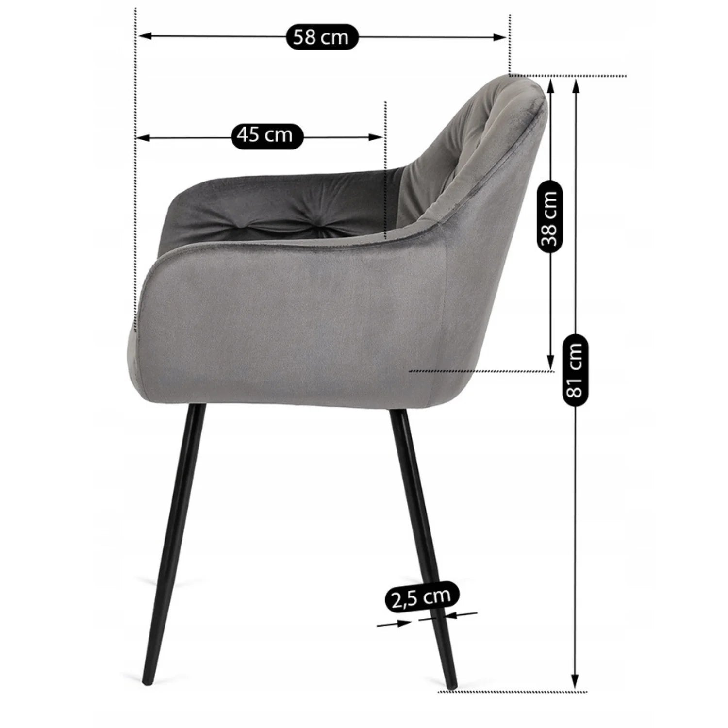 Elite VIKI Grey Velvet Chair – A Blend of Elegance & Comfort