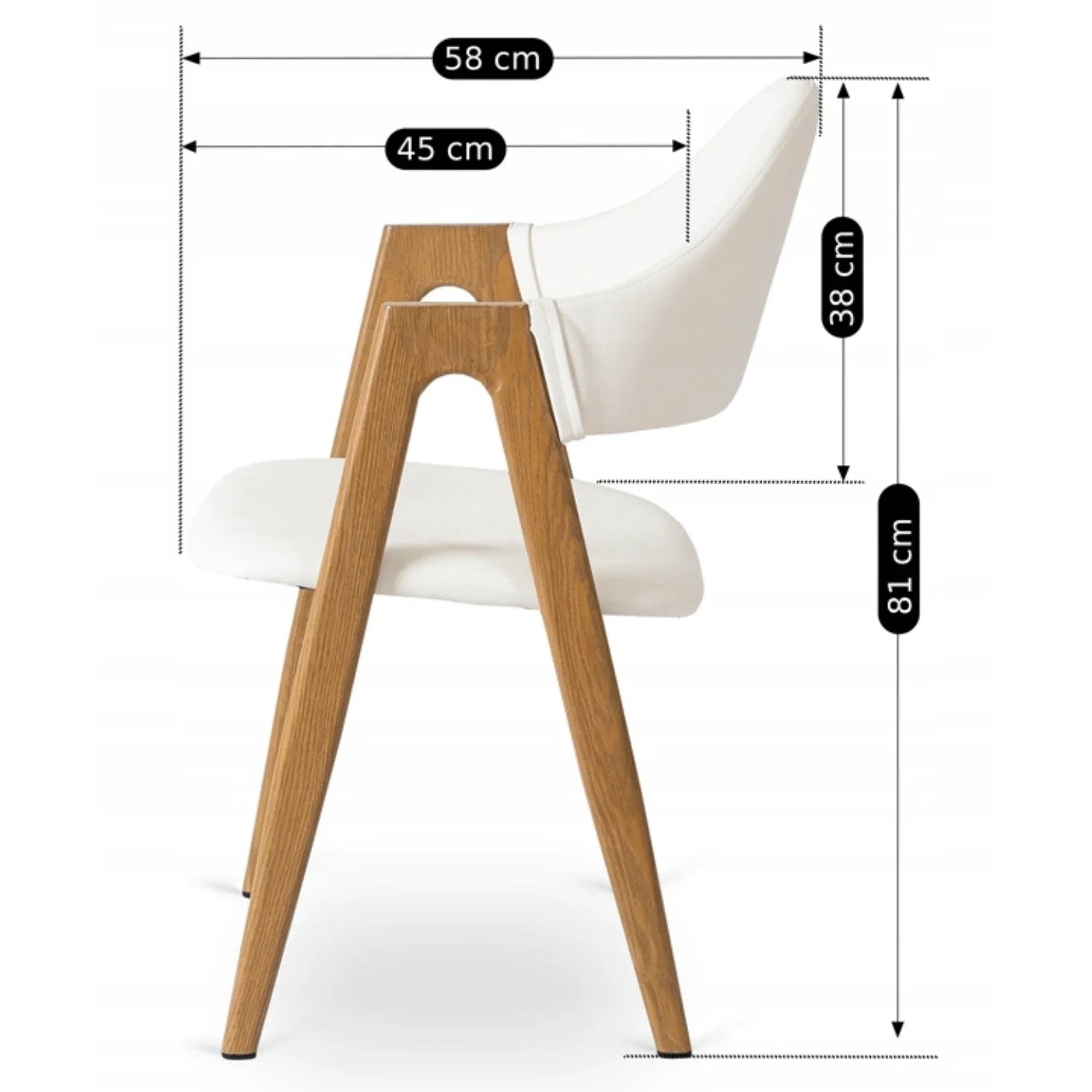 Elite WILLY Chair – White Eco-Leather & Golden Oak Frame