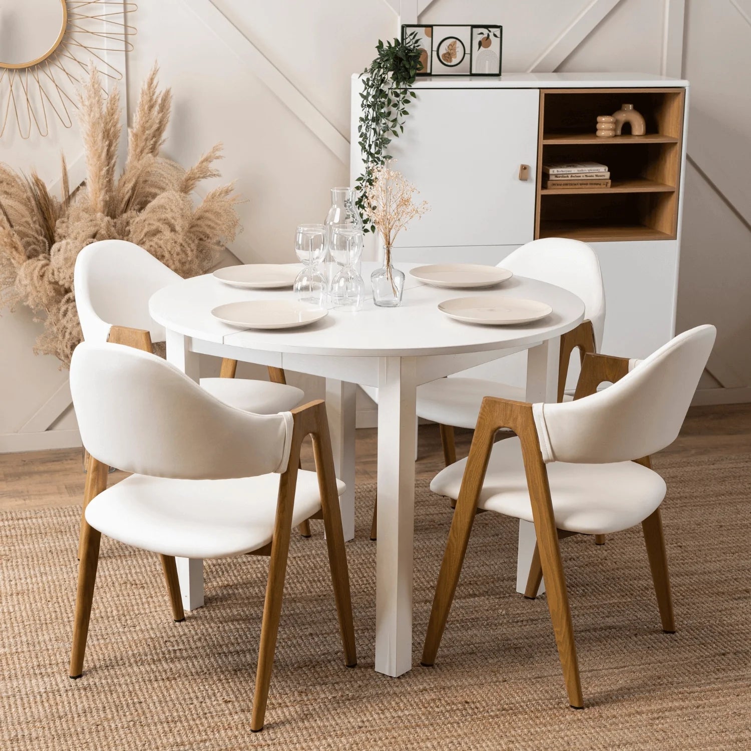 Elite WILLY Chair – White Eco-Leather & Golden Oak Frame